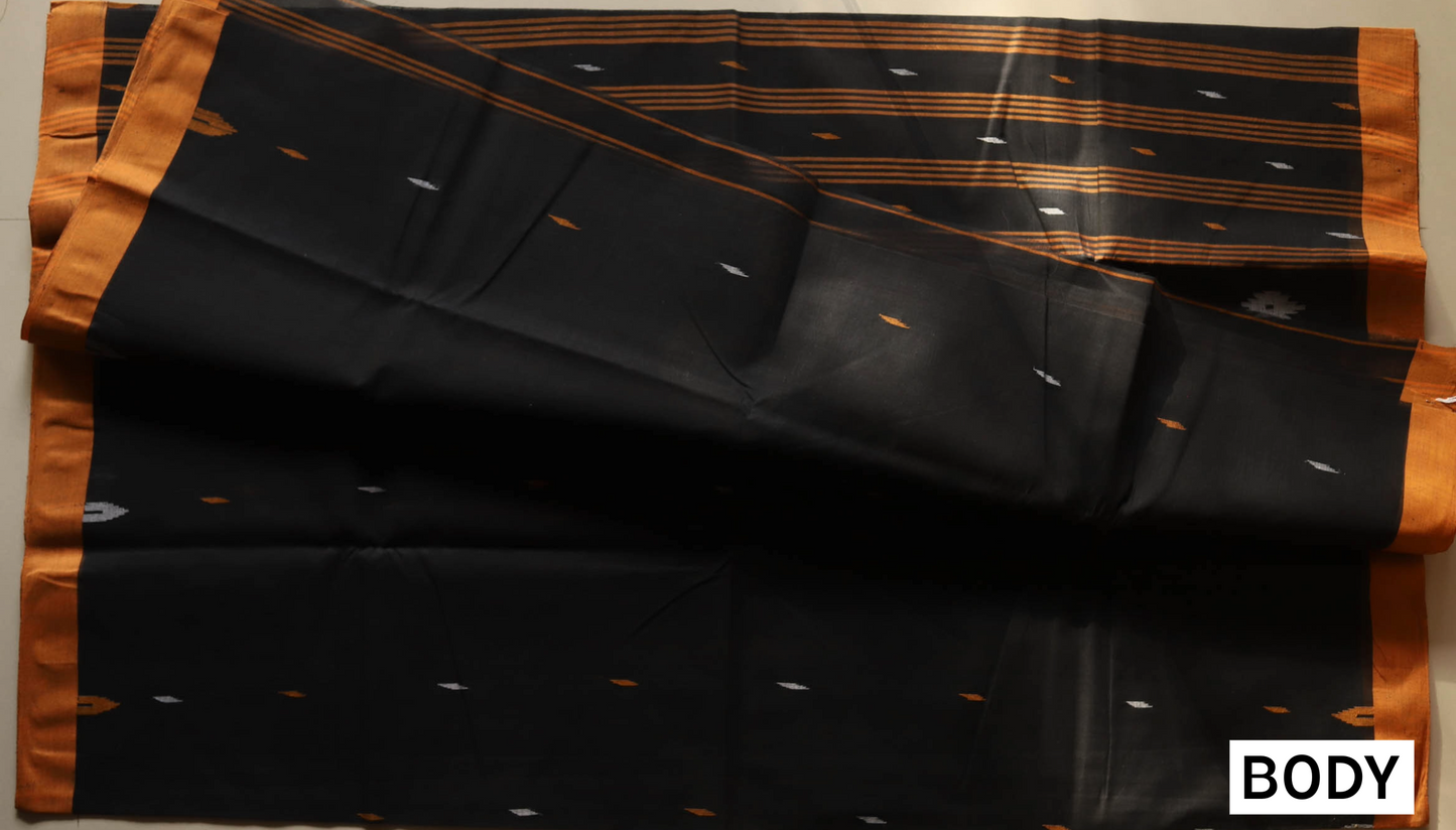 Handwoven Bengal Tant Saree (Tangail Saree) in Jamdani Weave