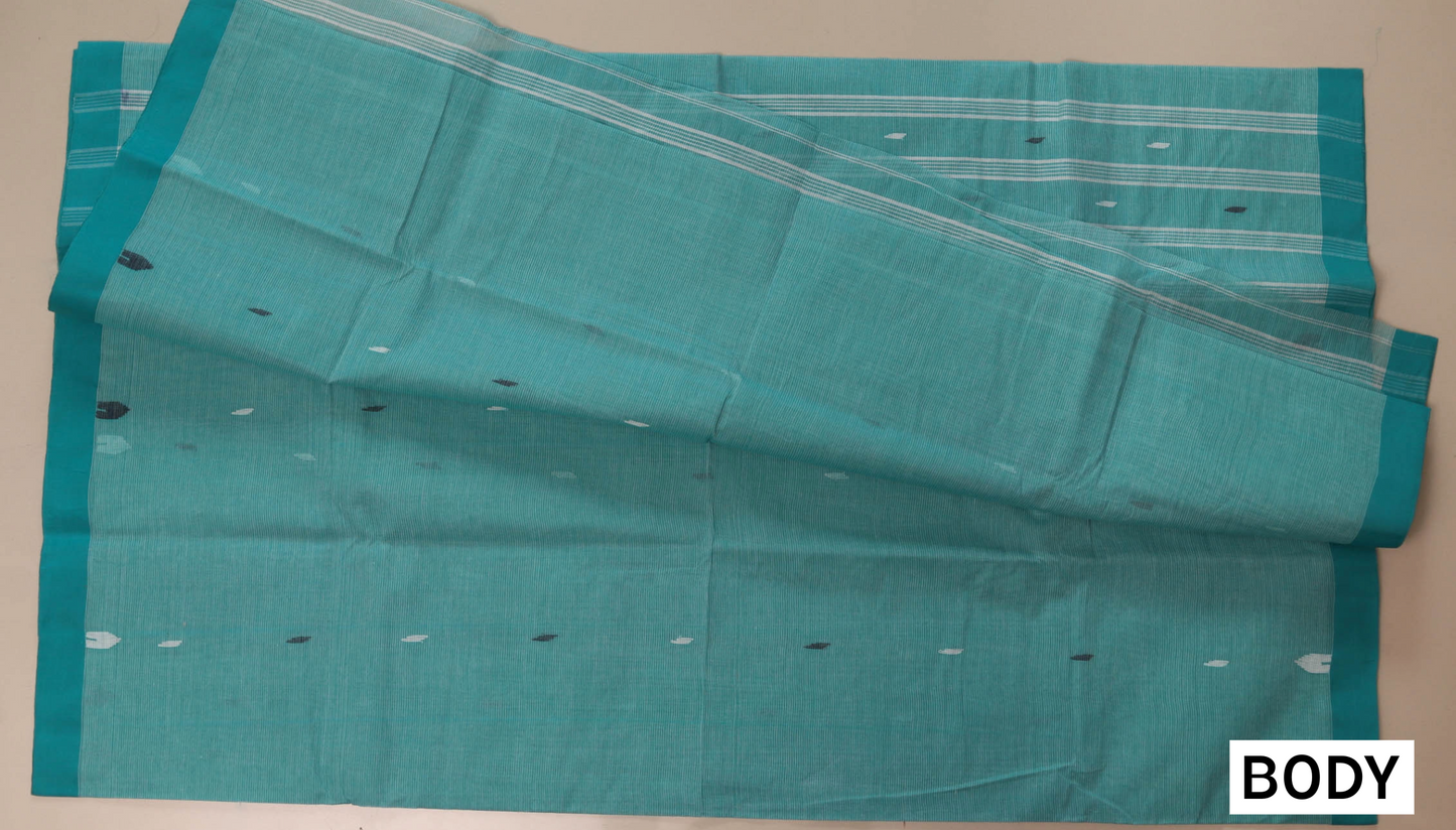 Handwoven Bengal Tant Saree (Tangail Saree) in Jamdani Weave