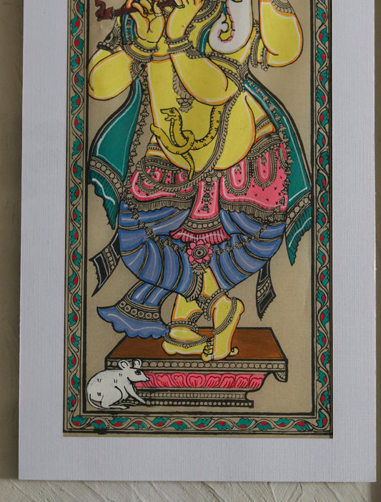 Colorful illustration of a traditional figure on a white background