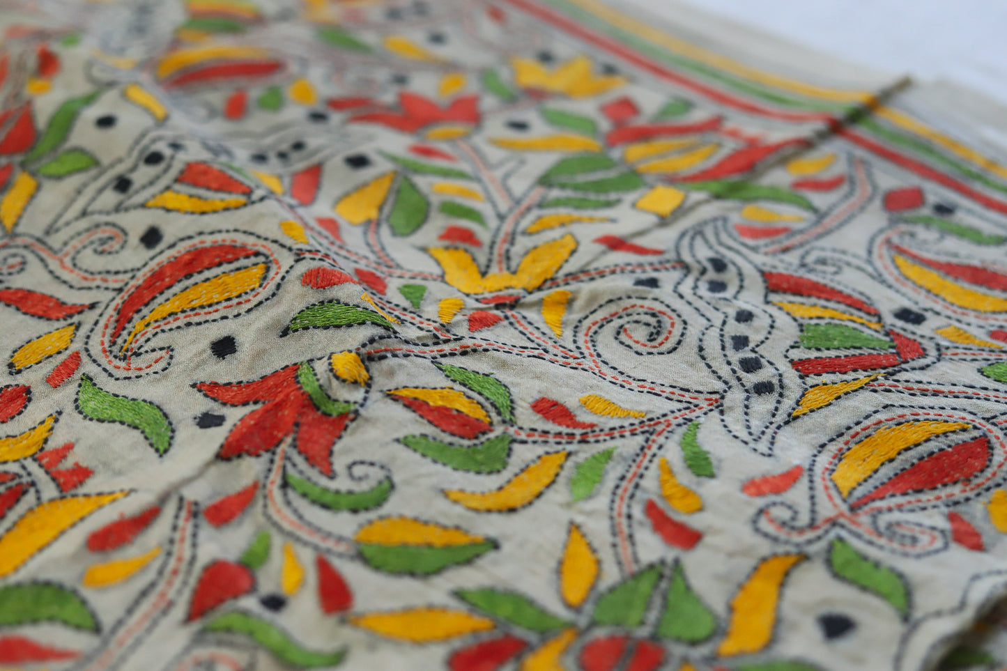 Bengal Kantha Hand Embroidery Silk Saree