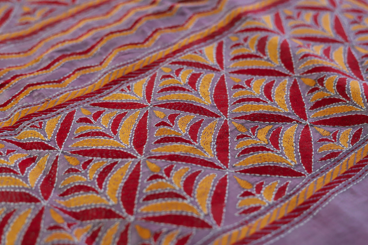 Bengal Kantha Hand Embroidery Silk Saree