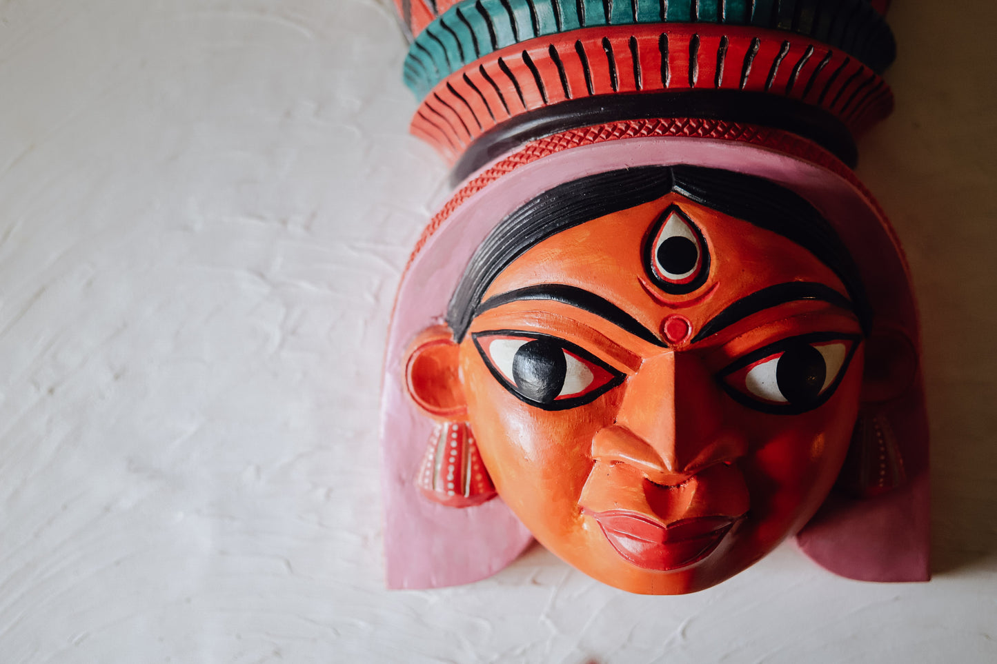 Bengal Wooden Hand-carved Mask Wall Hanging