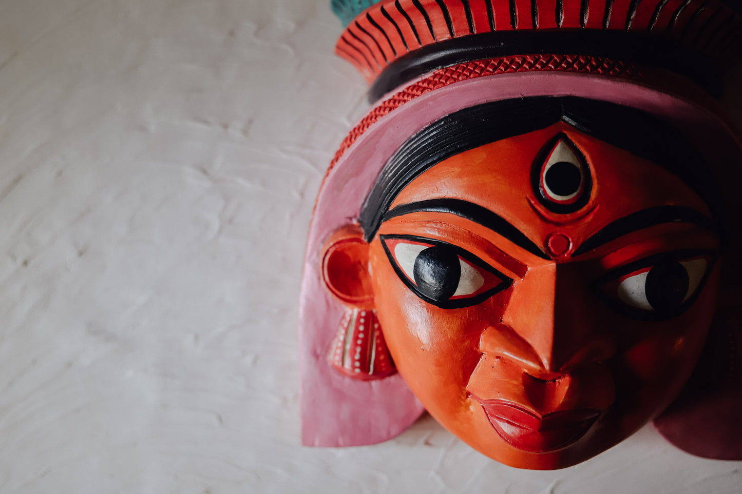 Bengal Wooden Hand-carved Mask Wall Hanging