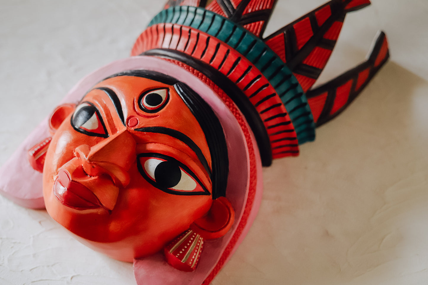 Bengal Wooden Hand-carved Mask Wall Hanging
