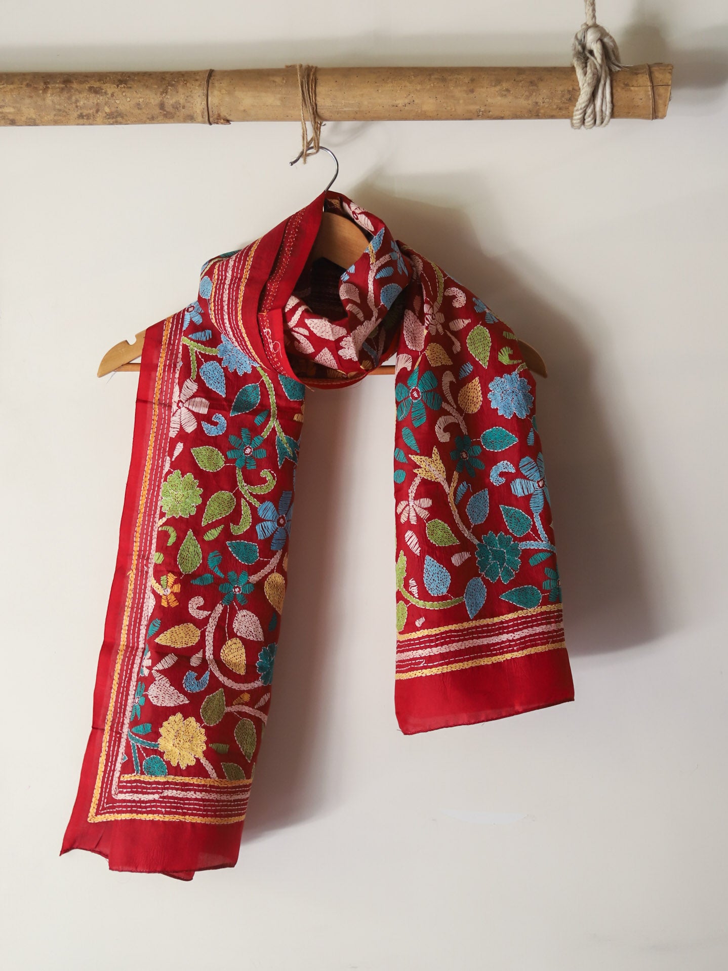 Bengal Hand Embroidery Kantha Stitch Silk Stole