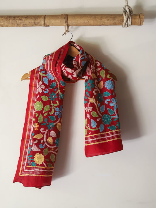 Bengal Hand Embroidery Kantha Stitch Silk Stole