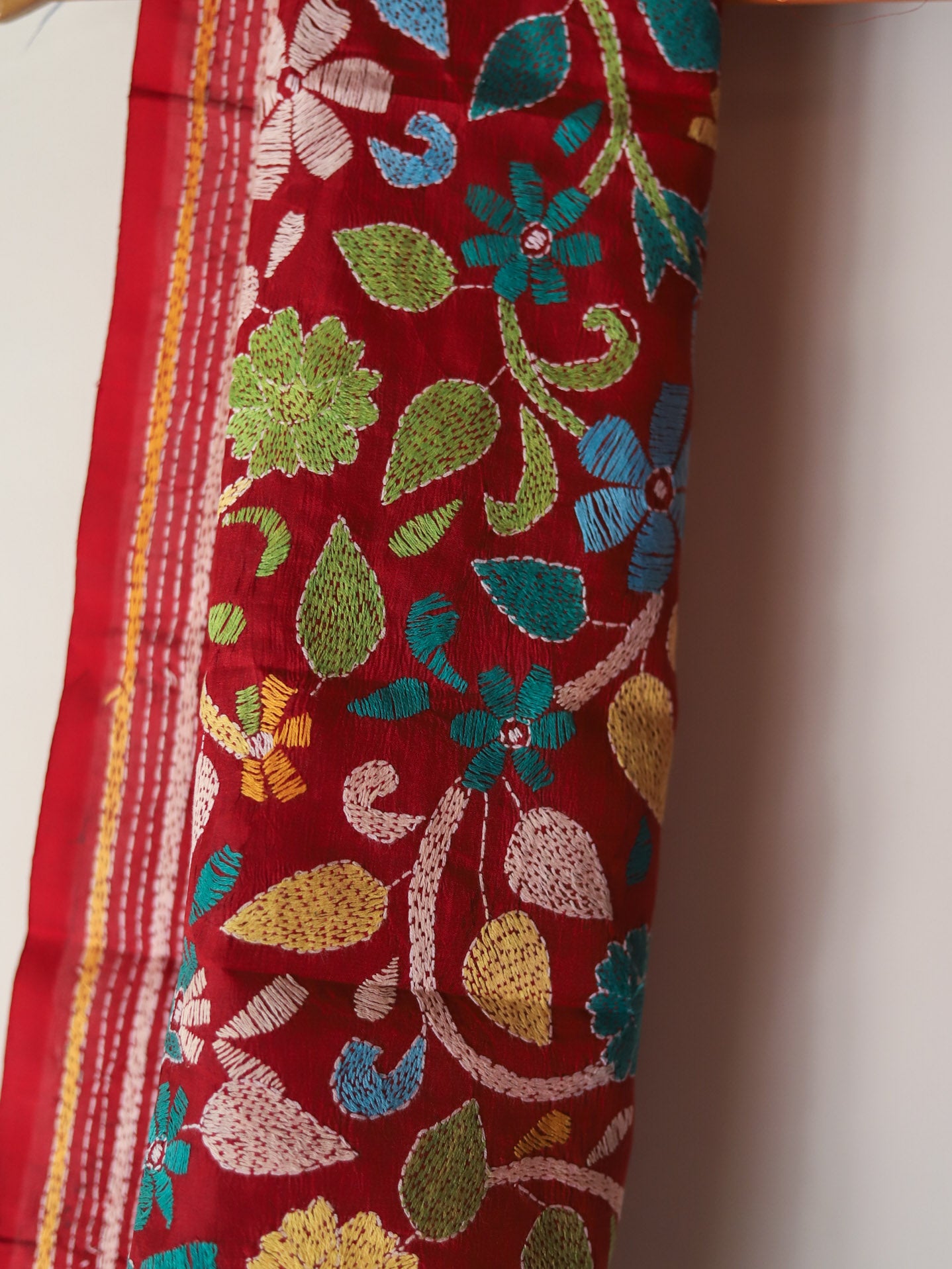 Bengal Hand Embroidery Kantha Stitch Silk Stole