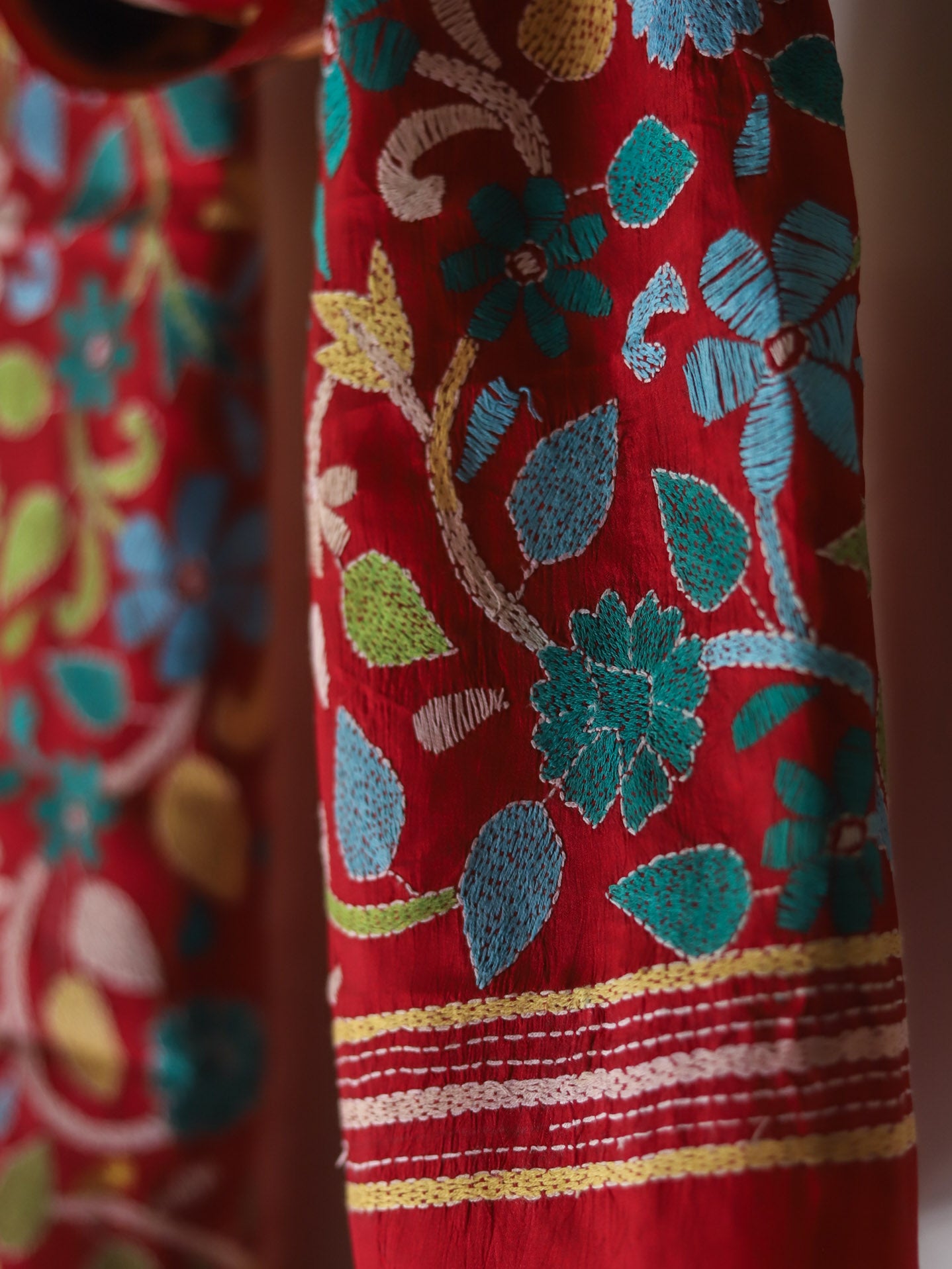 Bengal Hand Embroidery Kantha Stitch Silk Stole