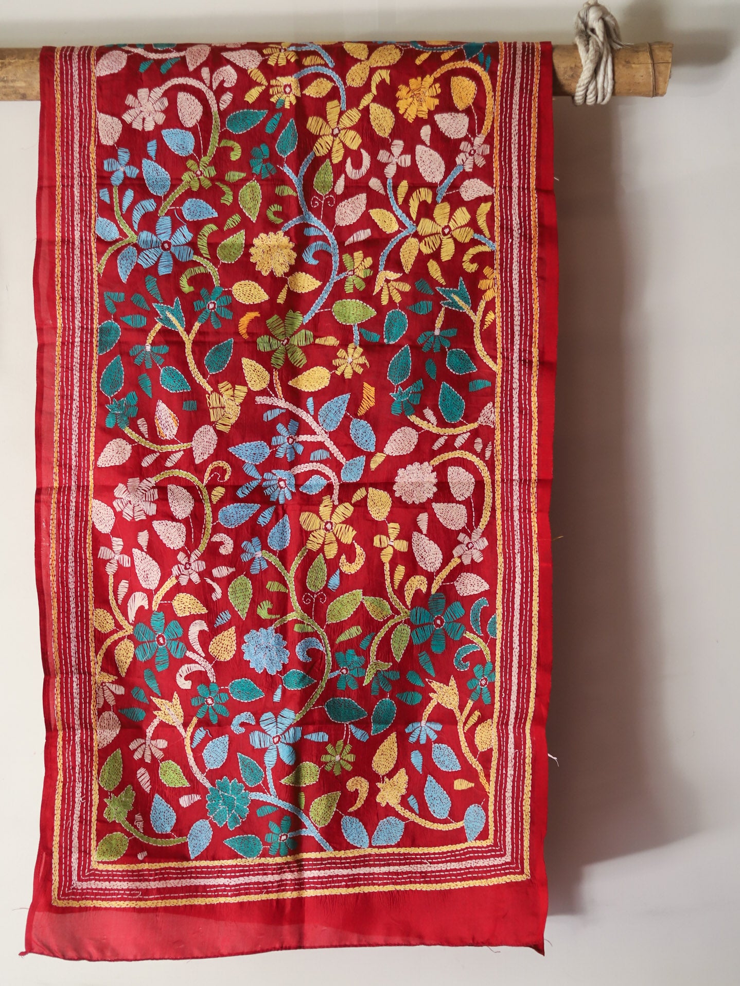 Bengal Hand Embroidery Kantha Stitch Silk Stole