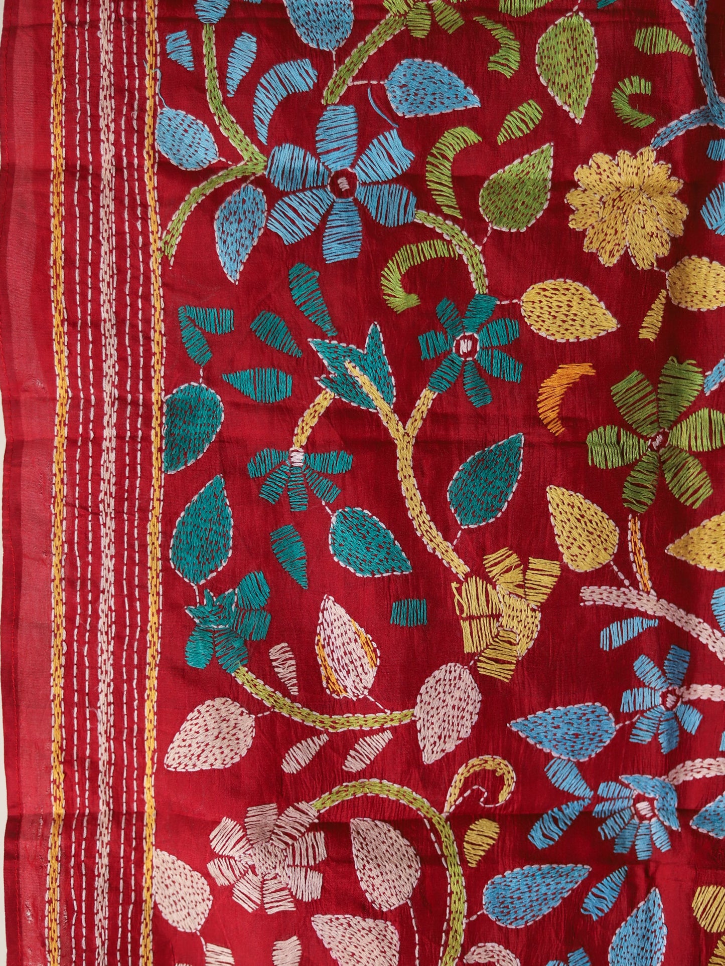 Bengal Hand Embroidery Kantha Stitch Silk Stole