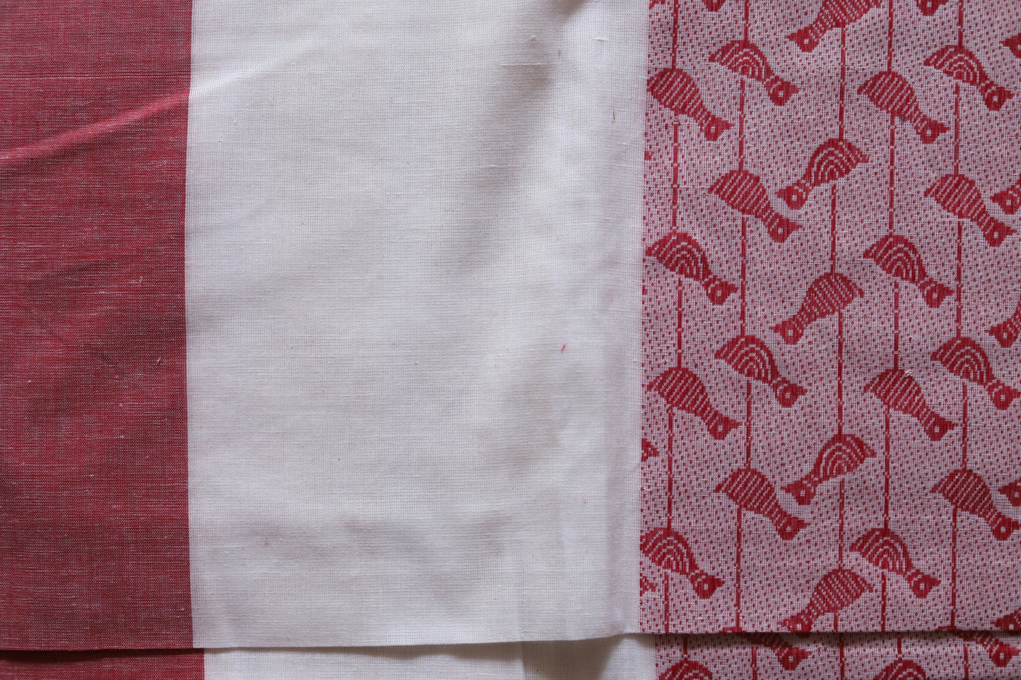 Handwoven Bengal White and Red Cotton Saree