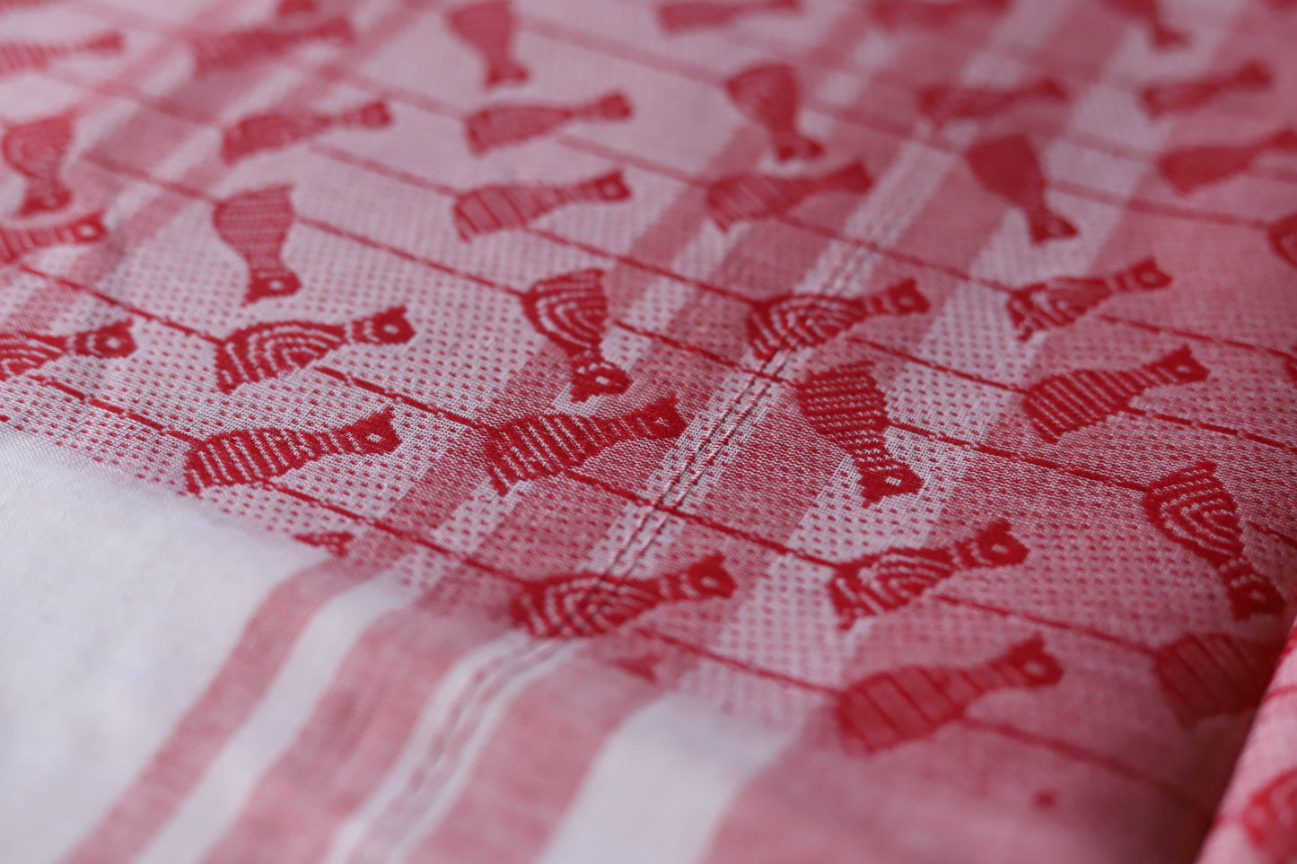 Handwoven Bengal White and Red Cotton Saree