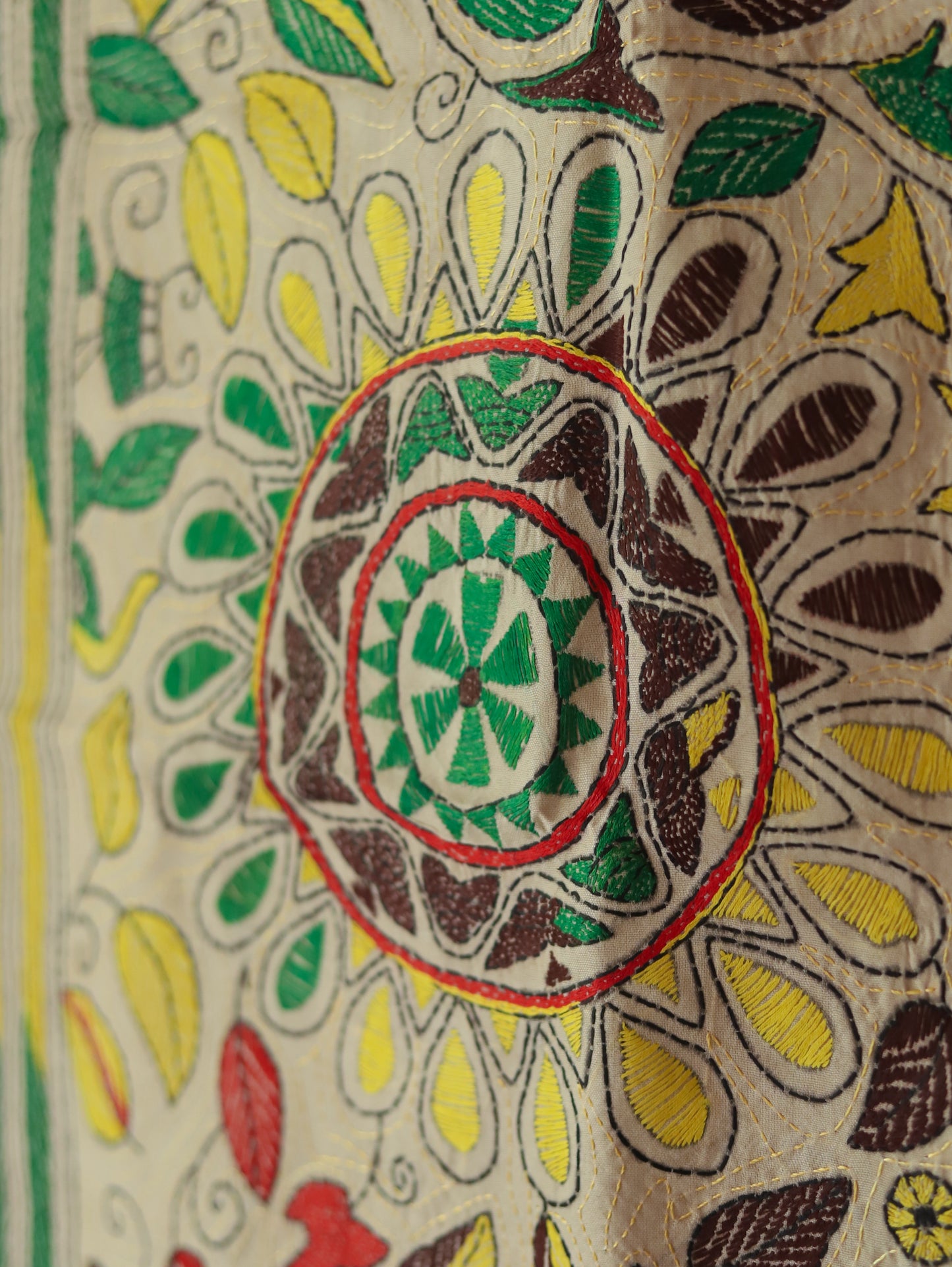 Bengal Hand Embroidery Kantha Stitch Silk Stole