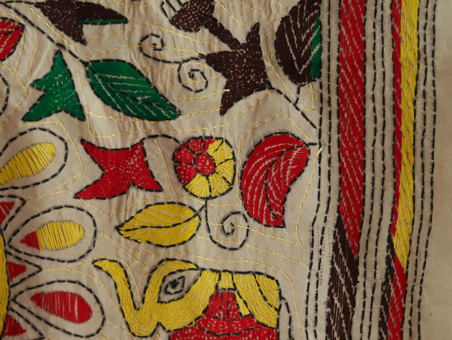 Bengal Hand Embroidery Kantha Stitch Silk Stole