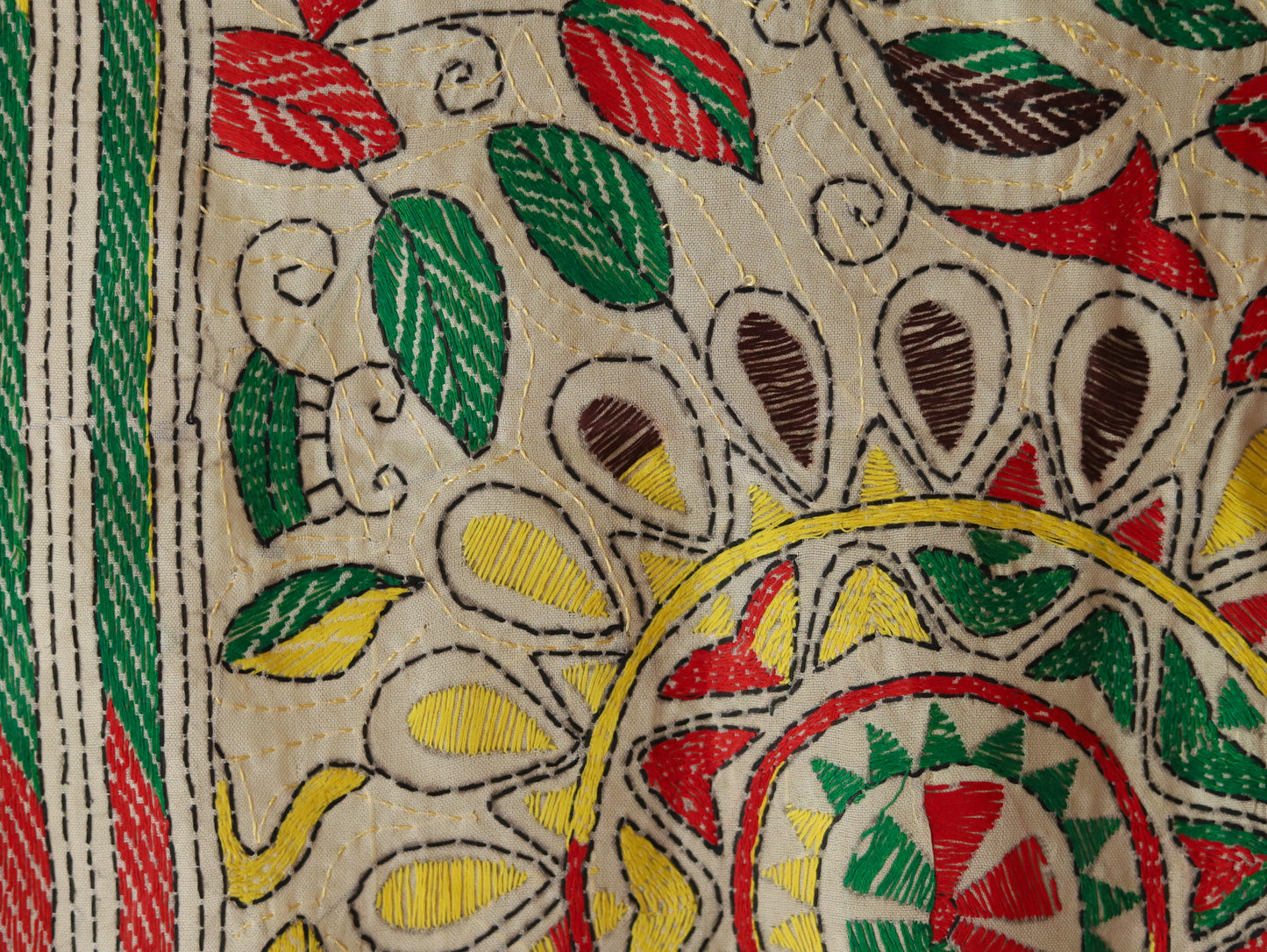 Bengal Hand Embroidery Kantha Stitch Silk Stole
