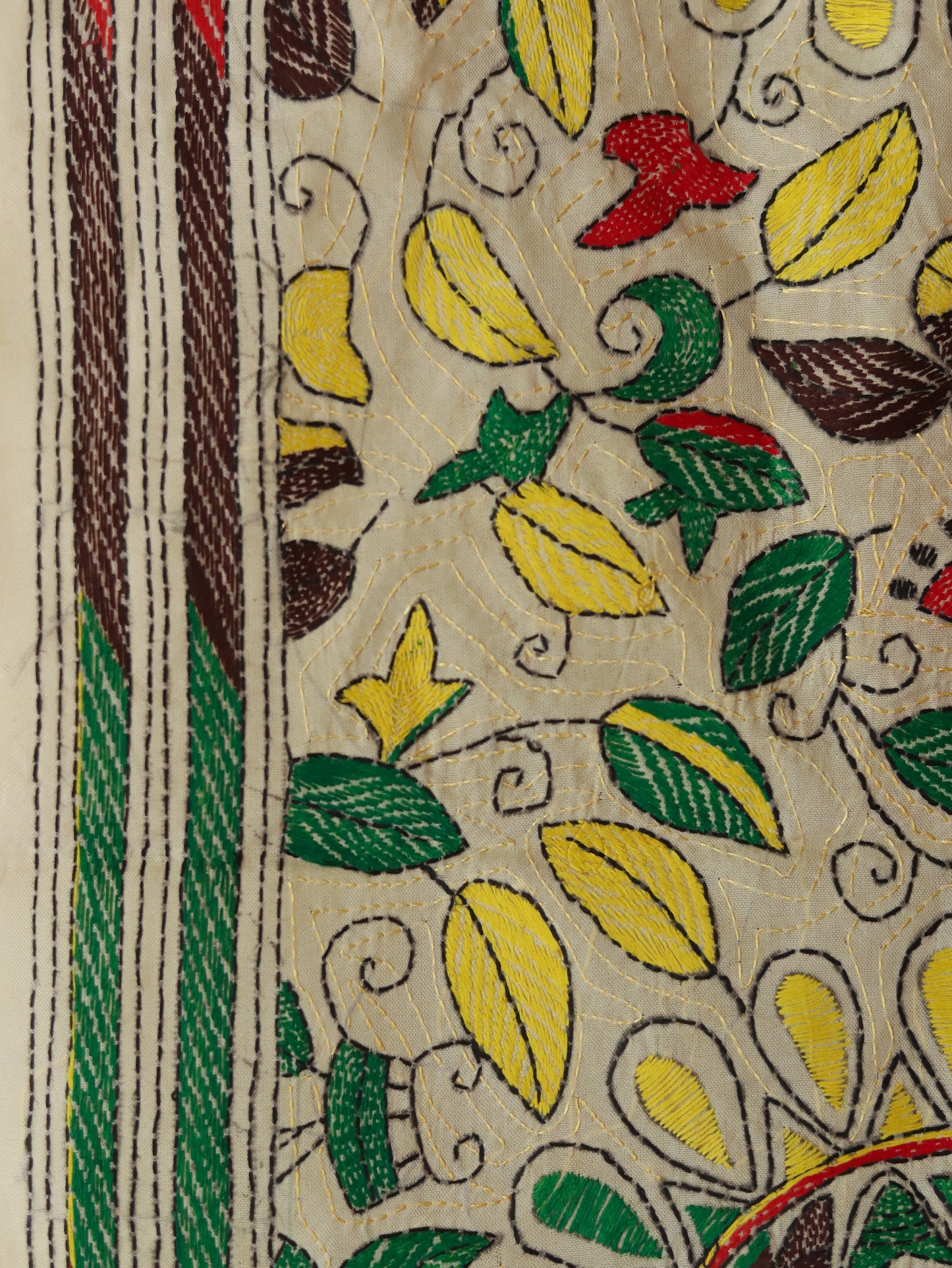 Bengal Hand Embroidery Kantha Stitch Silk Stole