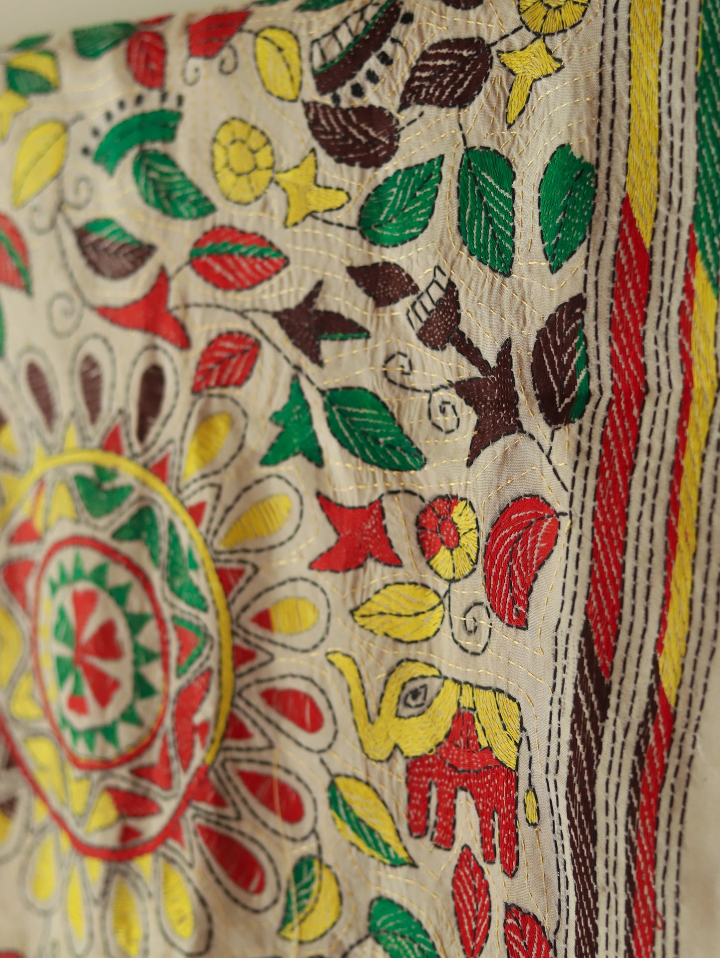 Bengal Hand Embroidery Kantha Stitch Silk Stole