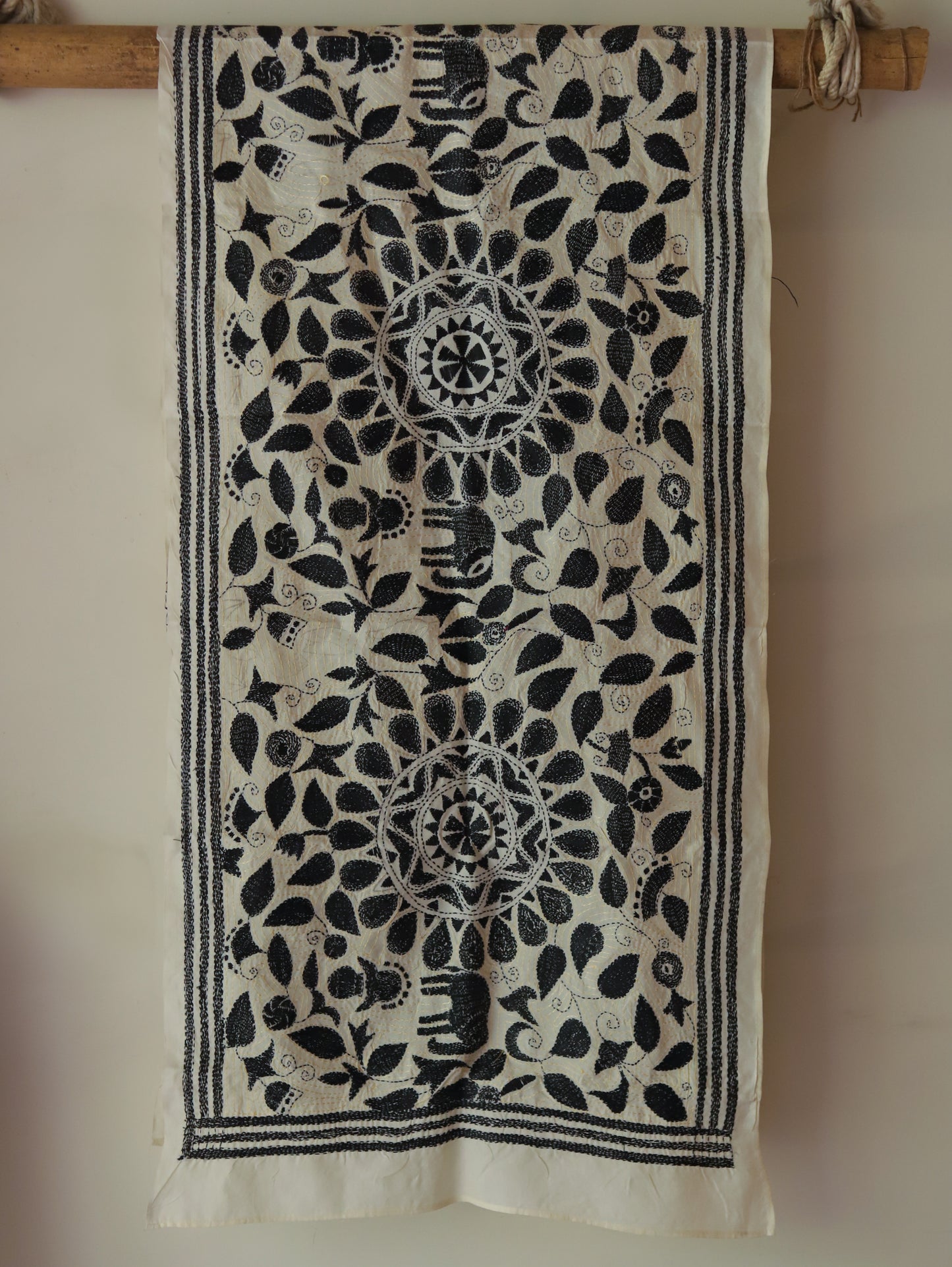 Bengal Hand Embroidery Kantha Stitch Silk Stole