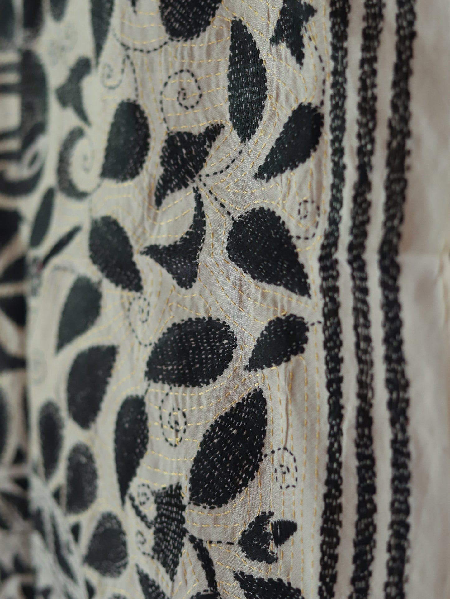 Bengal Hand Embroidery Kantha Stitch Silk Stole