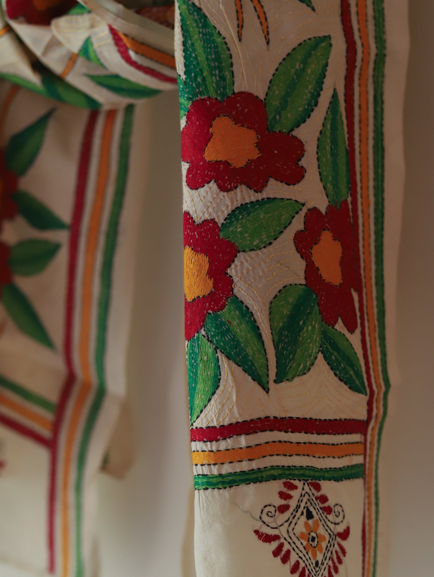 Bengal Hand Embroidery Kantha Stitch Silk Stole