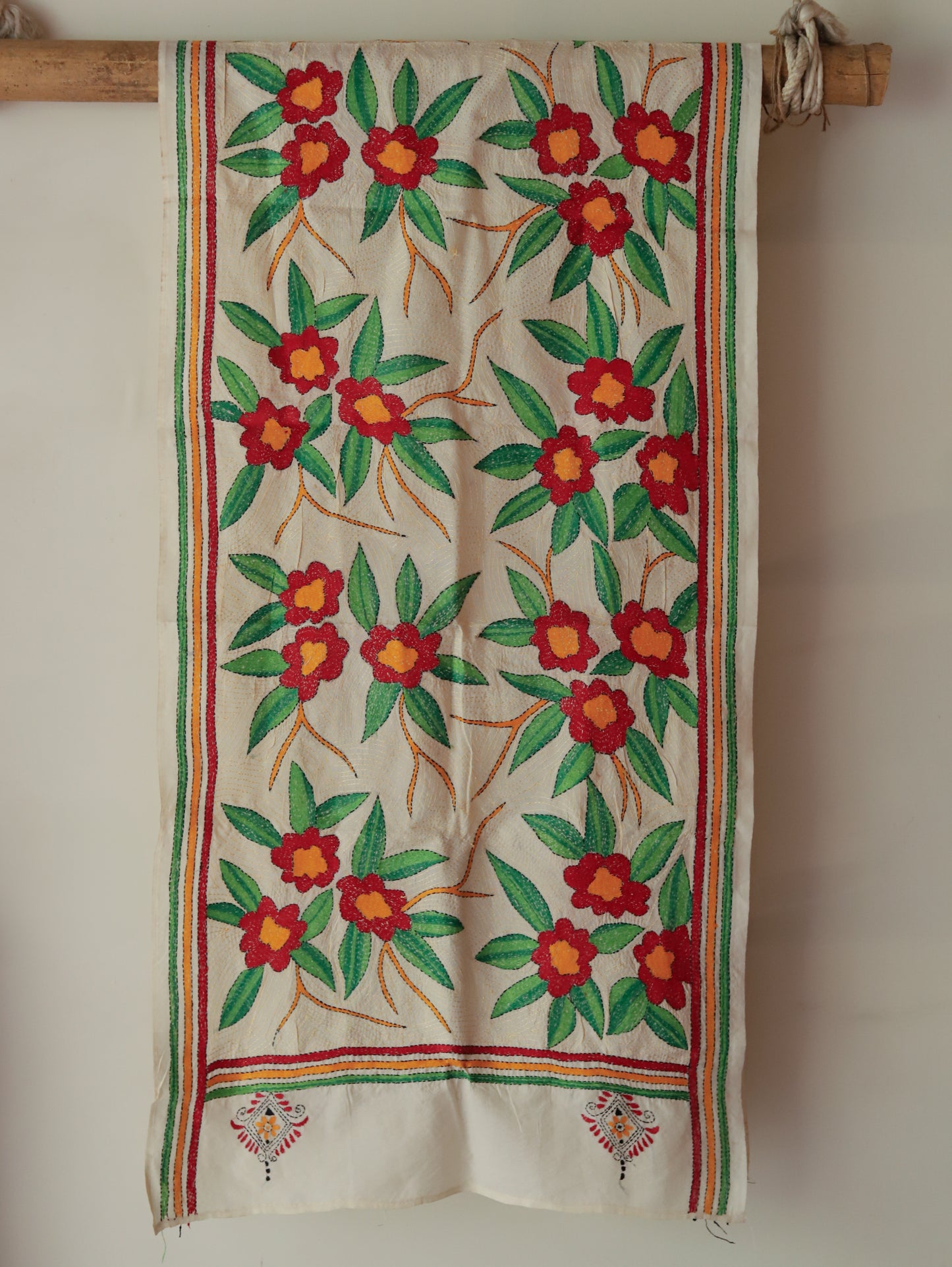 Bengal Hand Embroidery Kantha Stitch Silk Stole