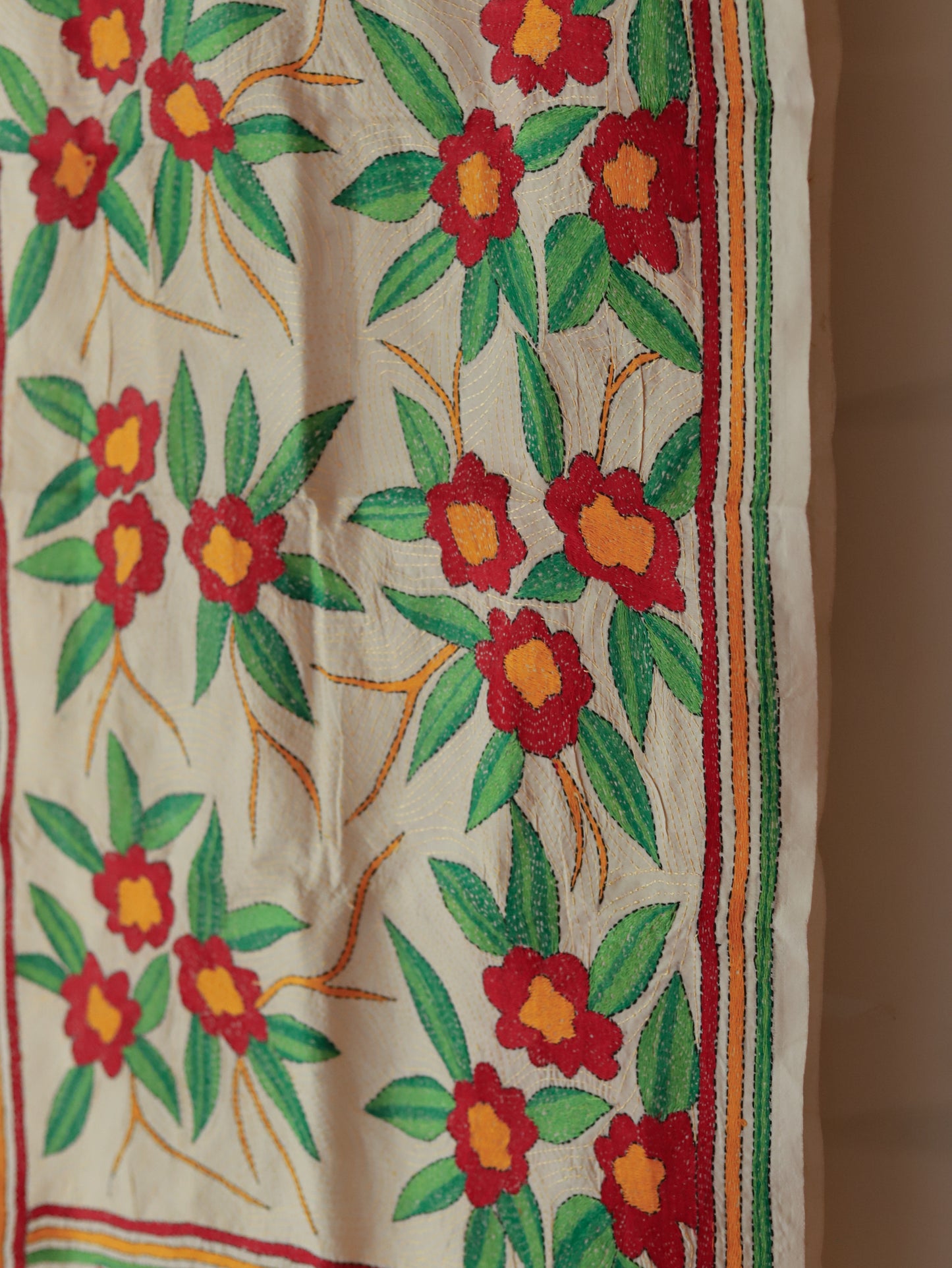 Bengal Hand Embroidery Kantha Stitch Silk Stole
