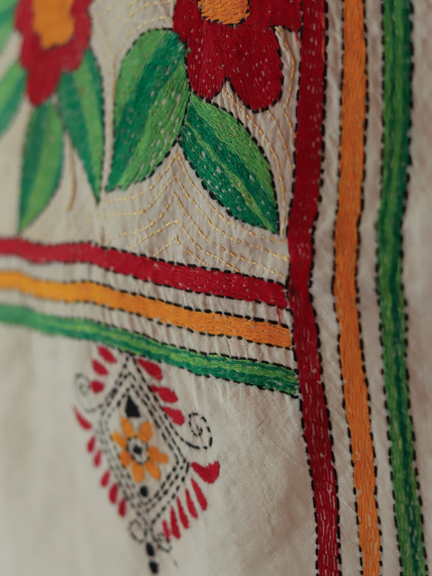 Bengal Hand Embroidery Kantha Stitch Silk Stole