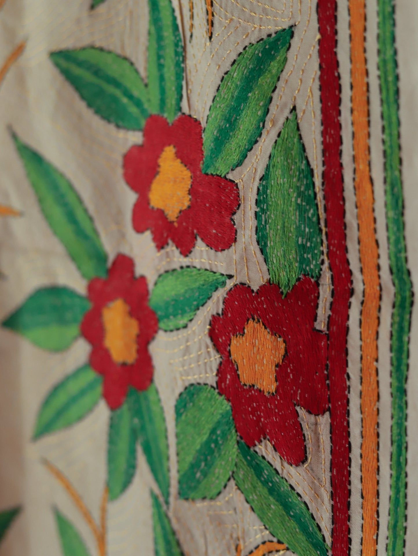Bengal Hand Embroidery Kantha Stitch Silk Stole