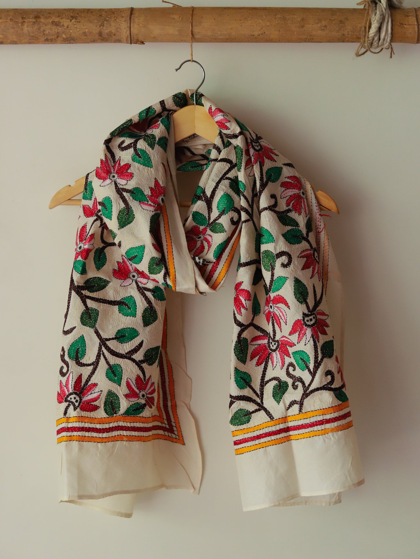 Bengal Hand Embroidery Kantha Stitch Silk Stole