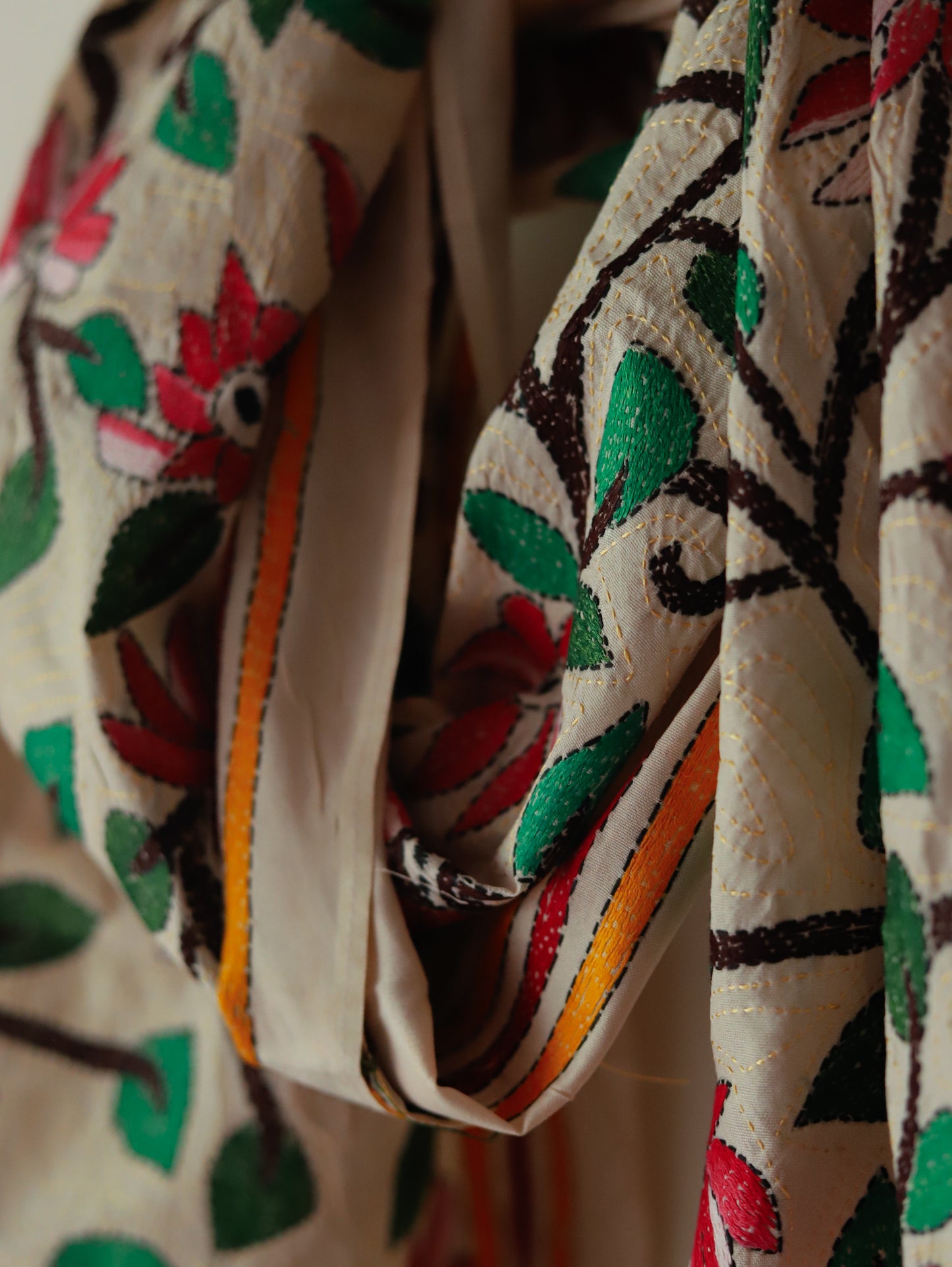 Bengal Hand Embroidery Kantha Stitch Silk Stole