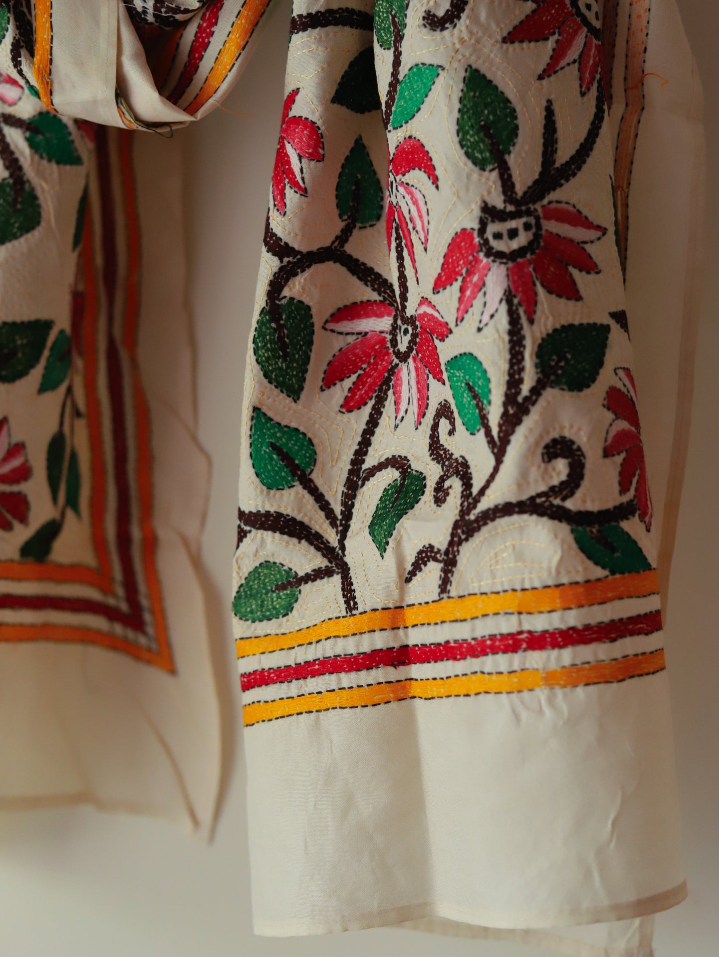 Bengal Hand Embroidery Kantha Stitch Silk Stole