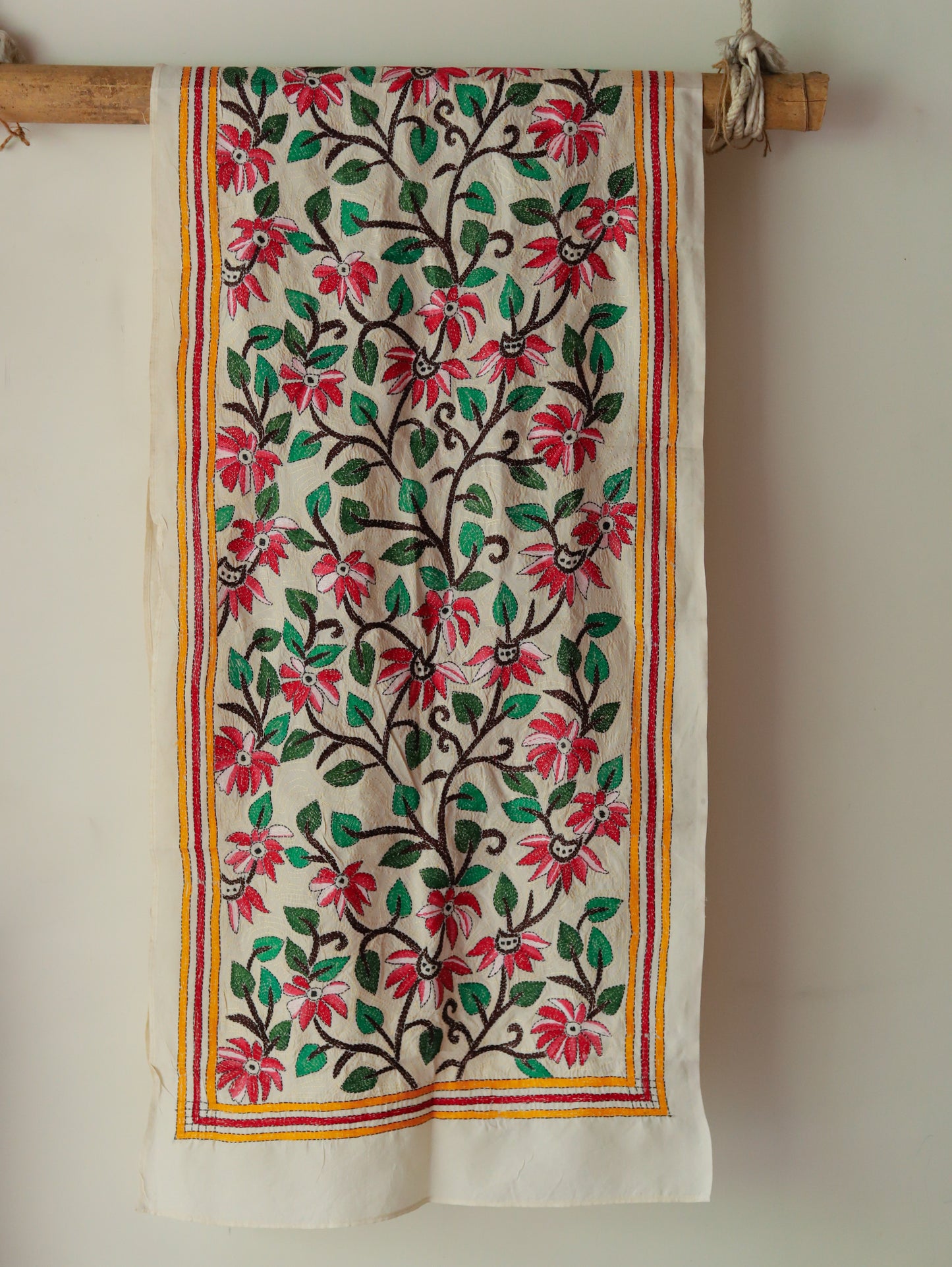 Bengal Hand Embroidery Kantha Stitch Silk Stole