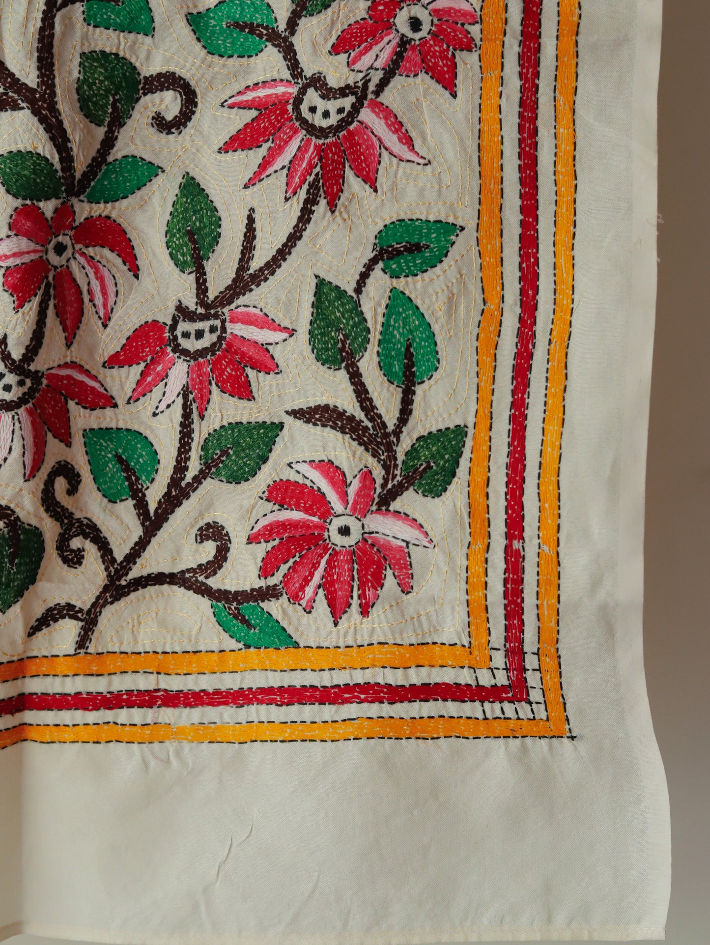 Bengal Hand Embroidery Kantha Stitch Silk Stole