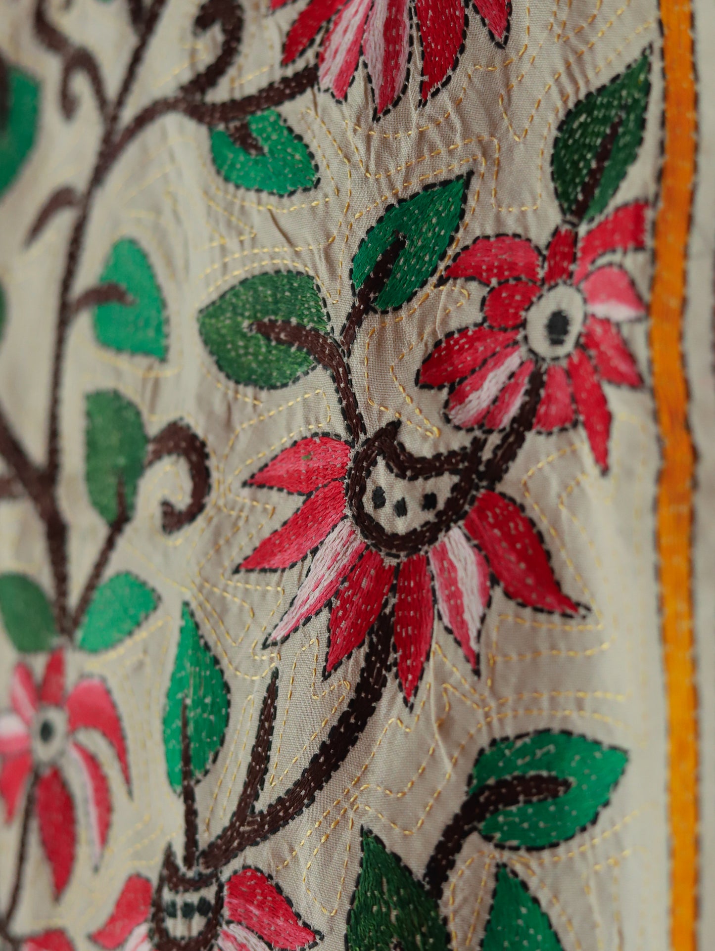 Bengal Hand Embroidery Kantha Stitch Silk Stole