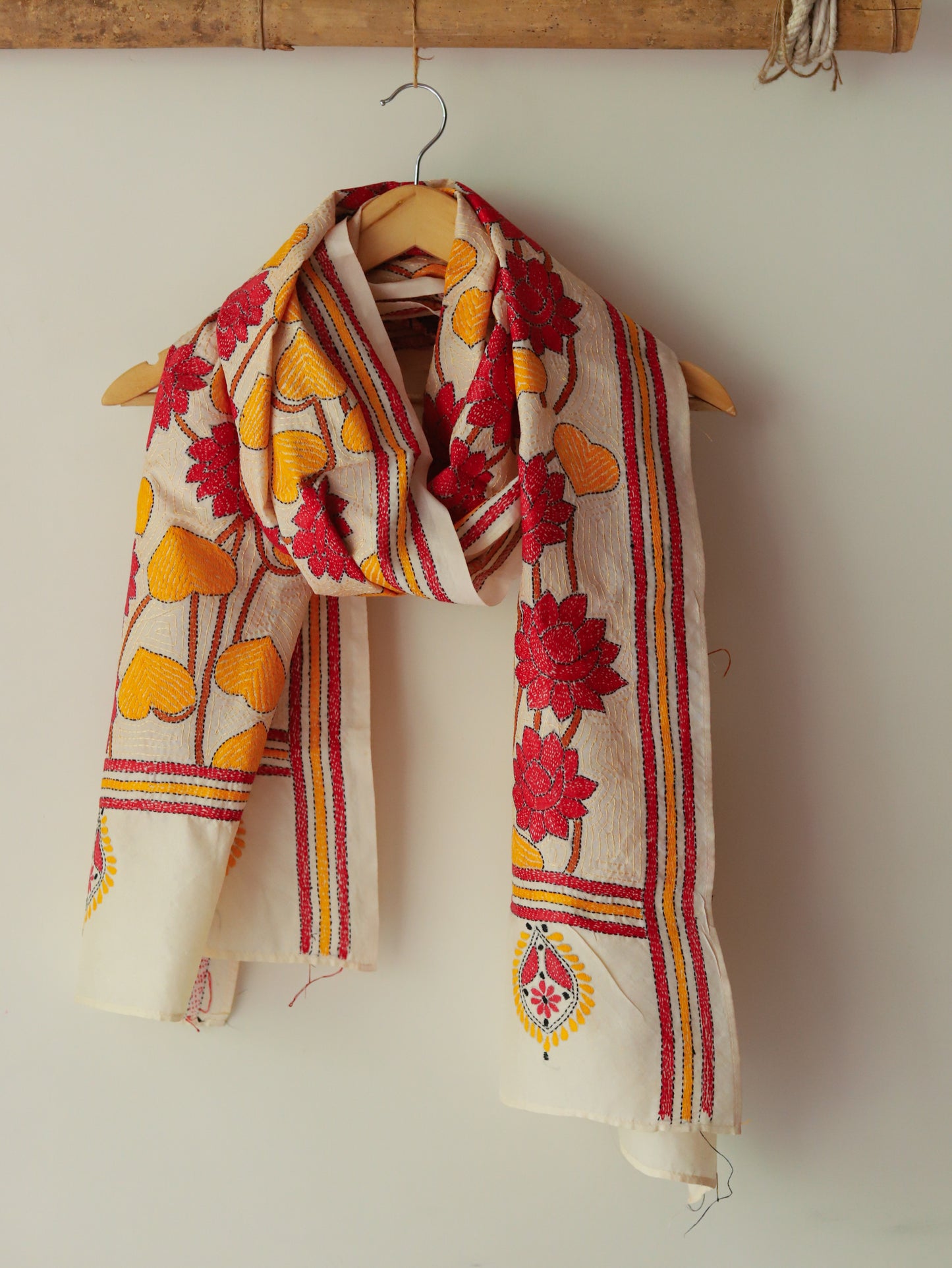 Bengal Hand Embroidery Kantha Stitch Silk Stole