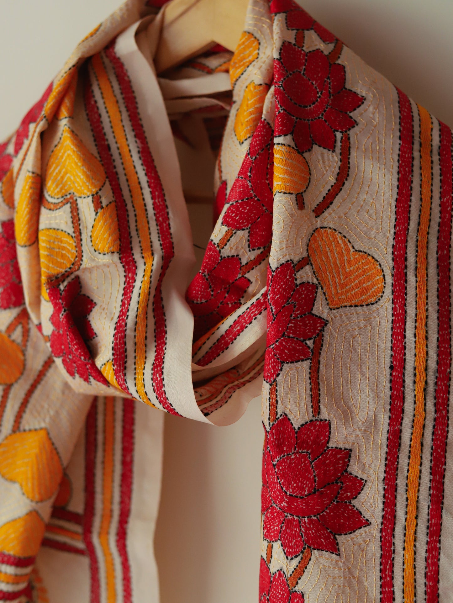 Bengal Hand Embroidery Kantha Stitch Silk Stole
