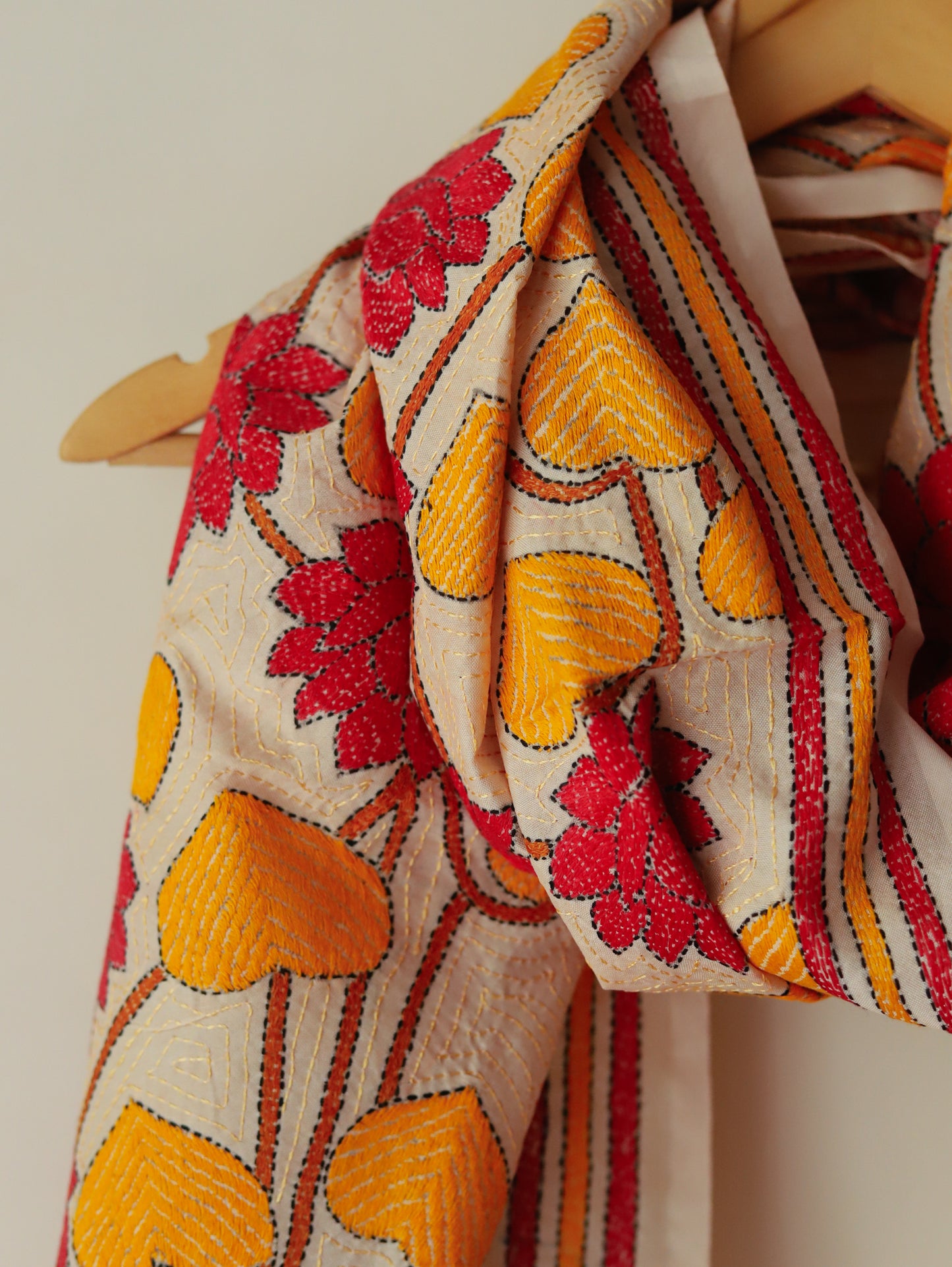 Bengal Hand Embroidery Kantha Stitch Silk Stole