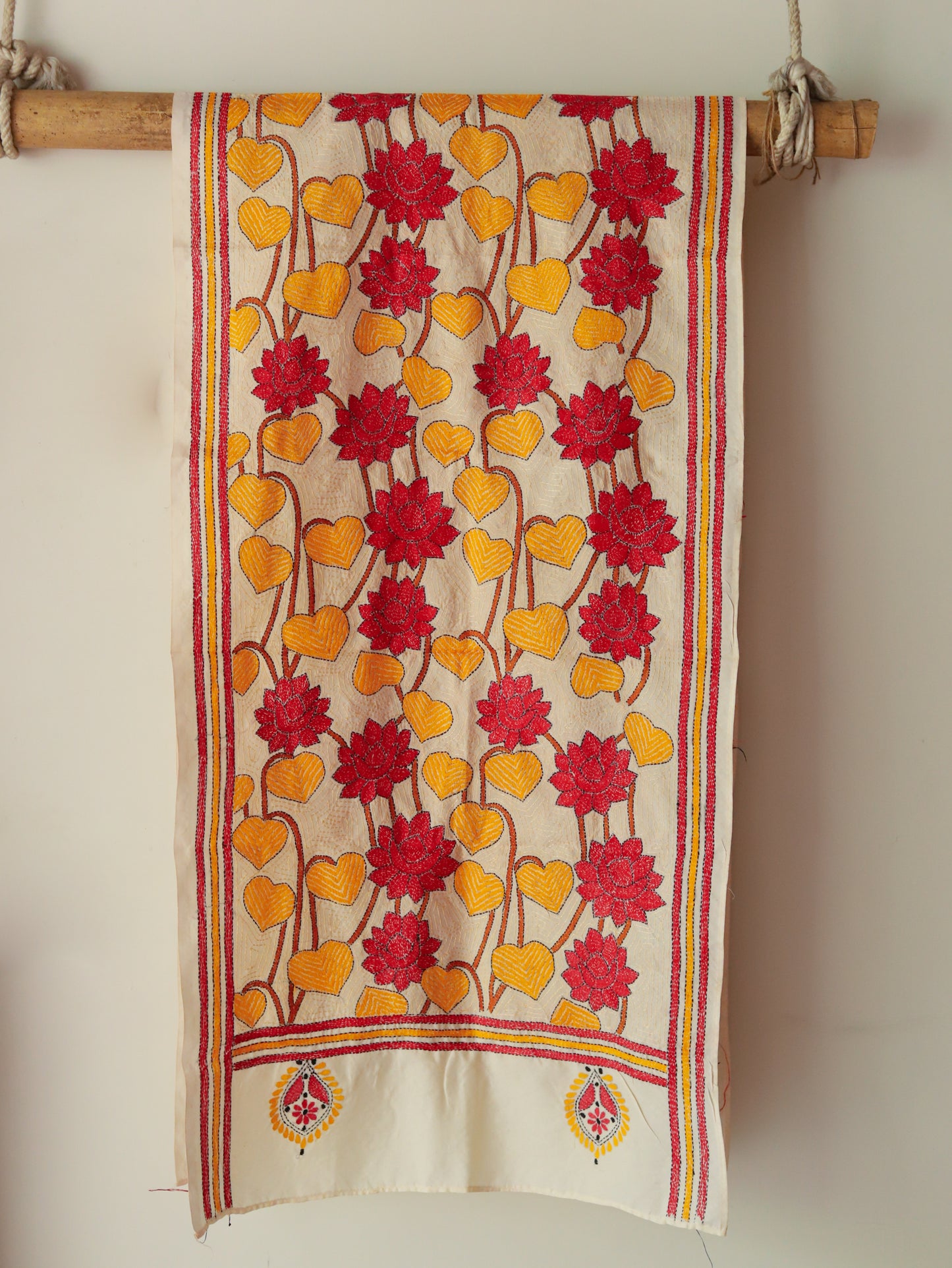 Bengal Hand Embroidery Kantha Stitch Silk Stole