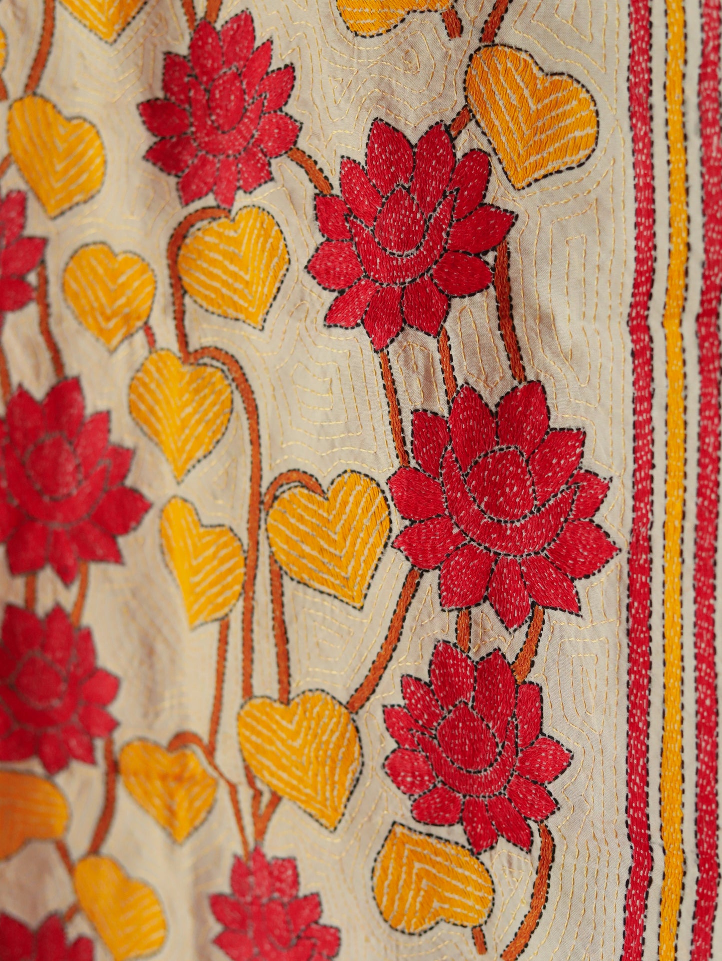 Bengal Hand Embroidery Kantha Stitch Silk Stole