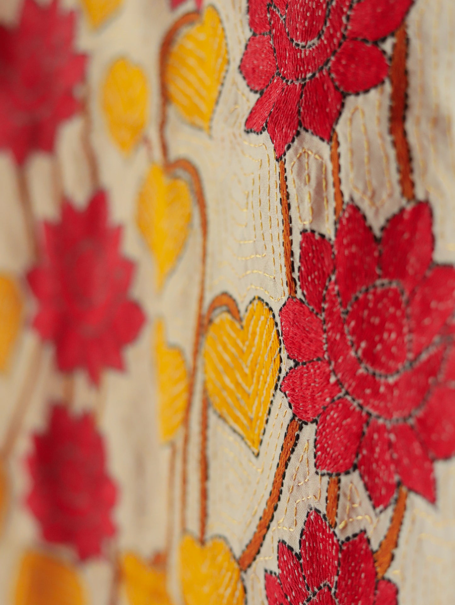 Bengal Hand Embroidery Kantha Stitch Silk Stole
