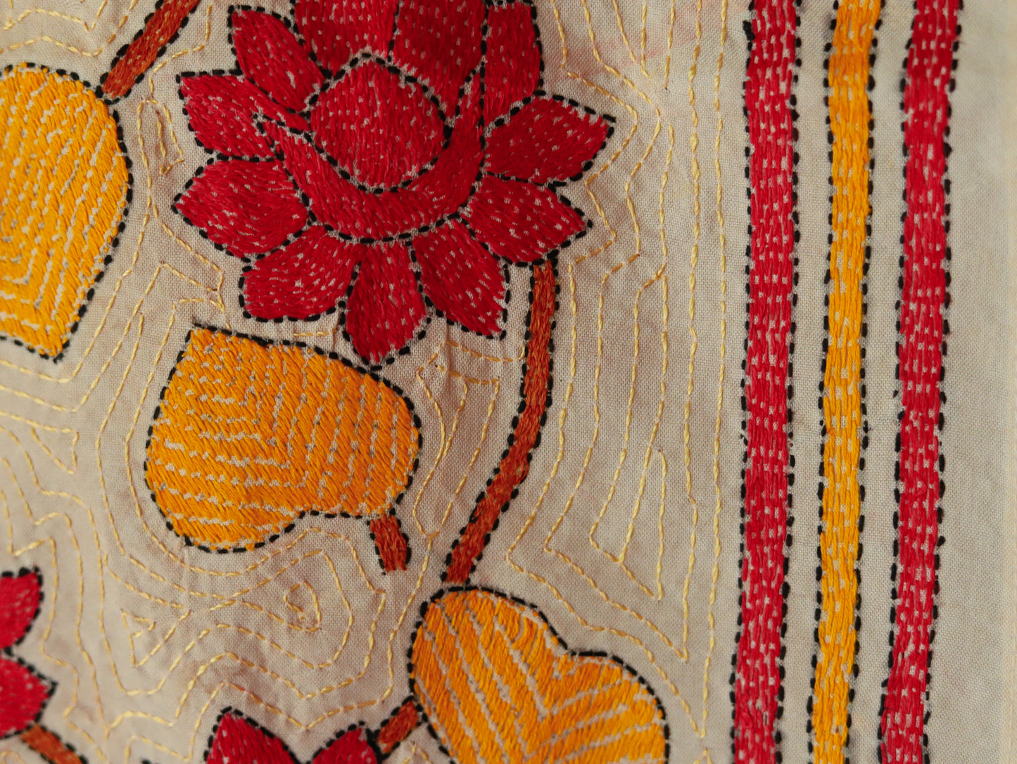 Bengal Hand Embroidery Kantha Stitch Silk Stole