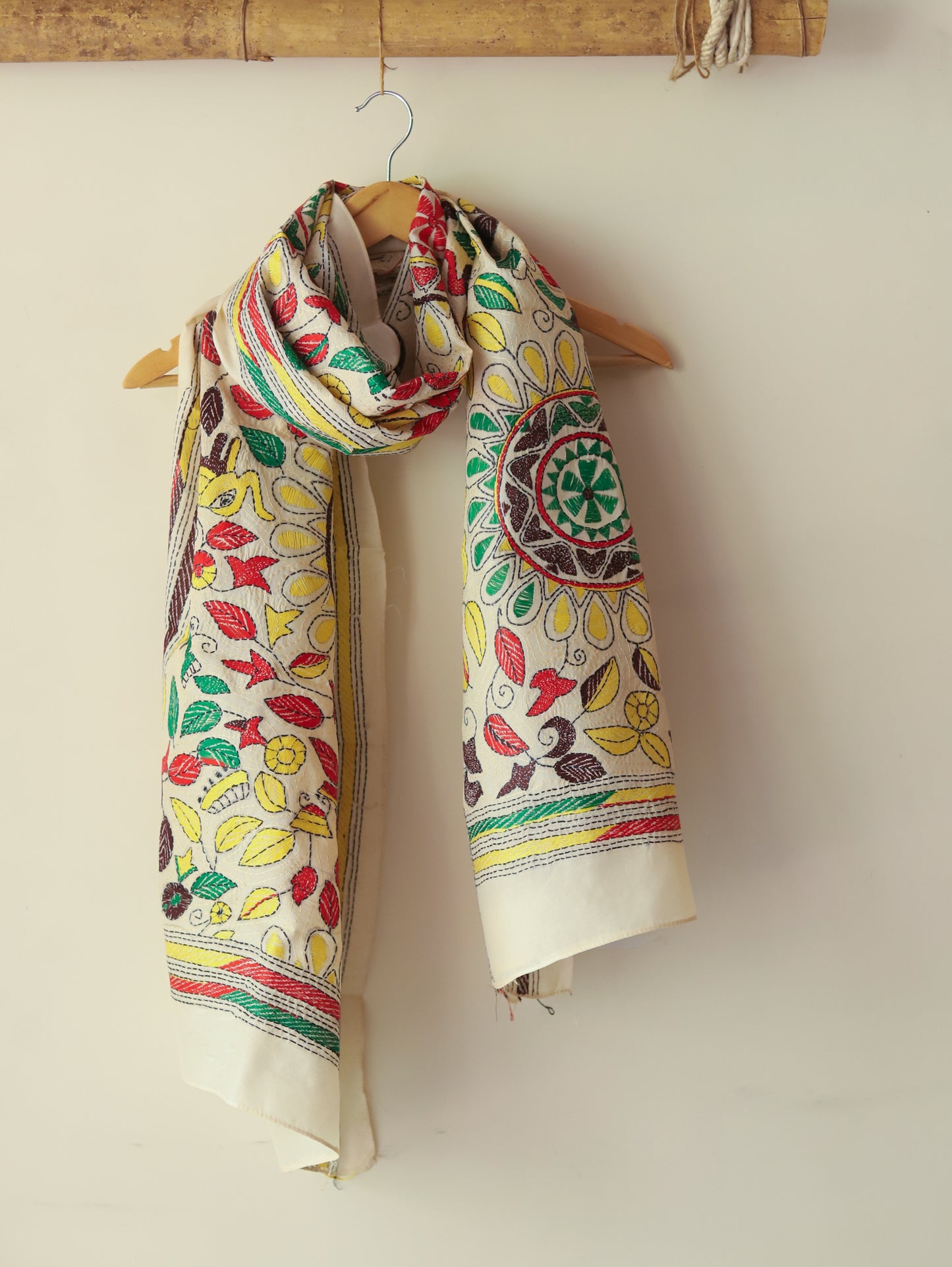 Bengal Hand Embroidery Kantha Stitch Silk Stole