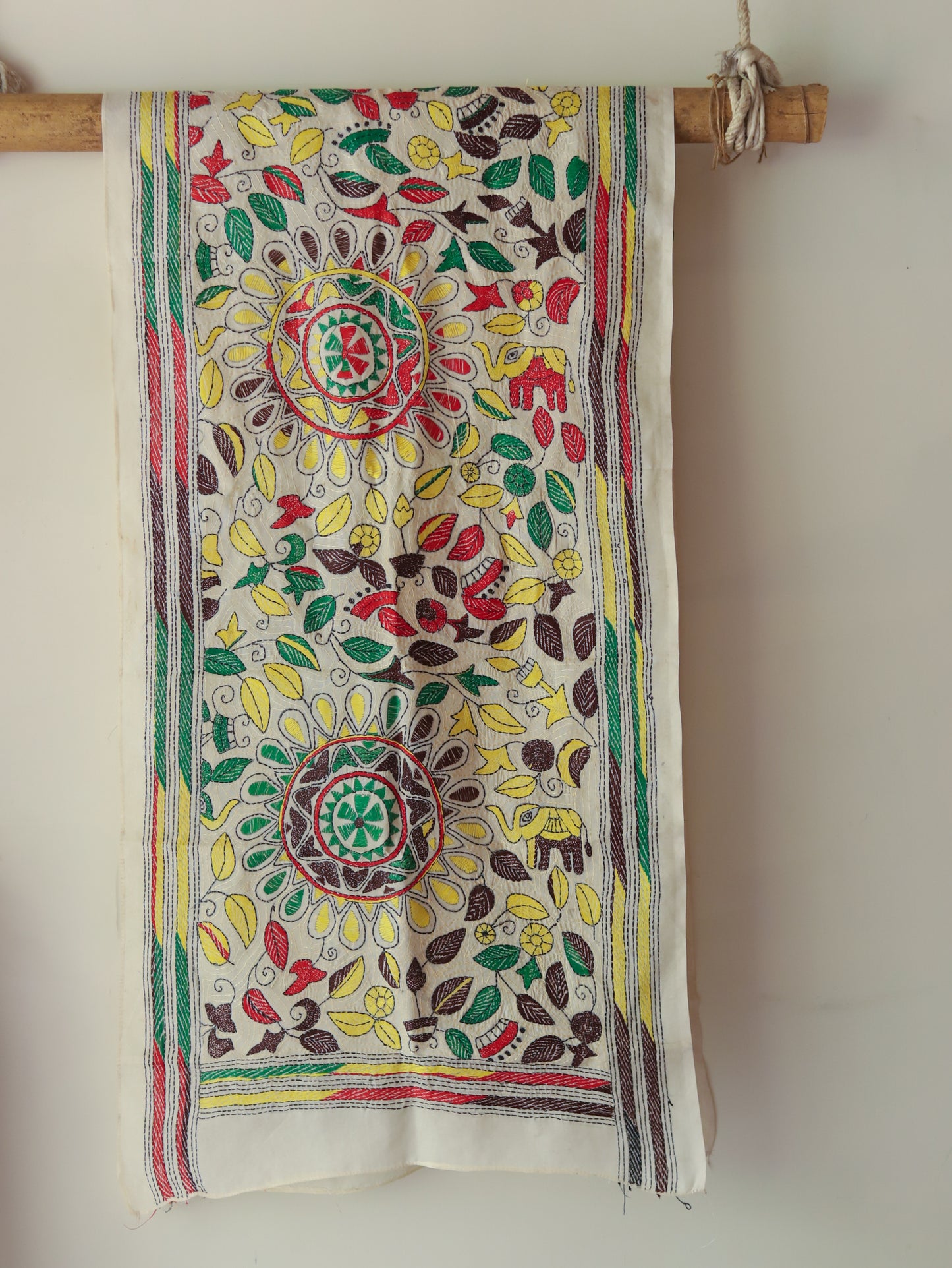 Bengal Hand Embroidery Kantha Stitch Silk Stole