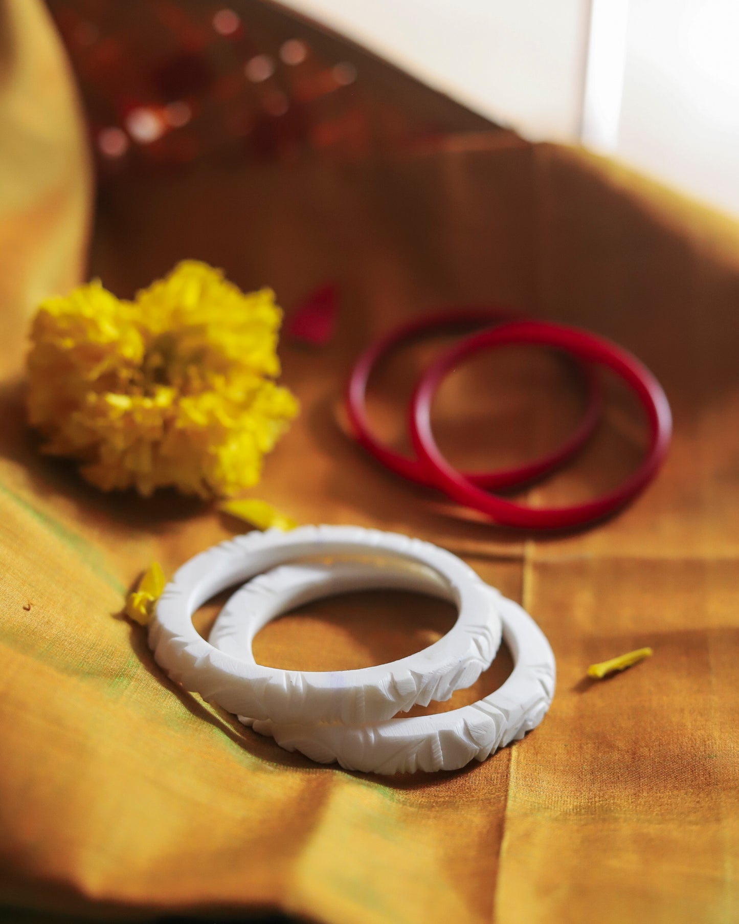 Handcarved Shakha Pola Bangle Pair (2.4 Inch)