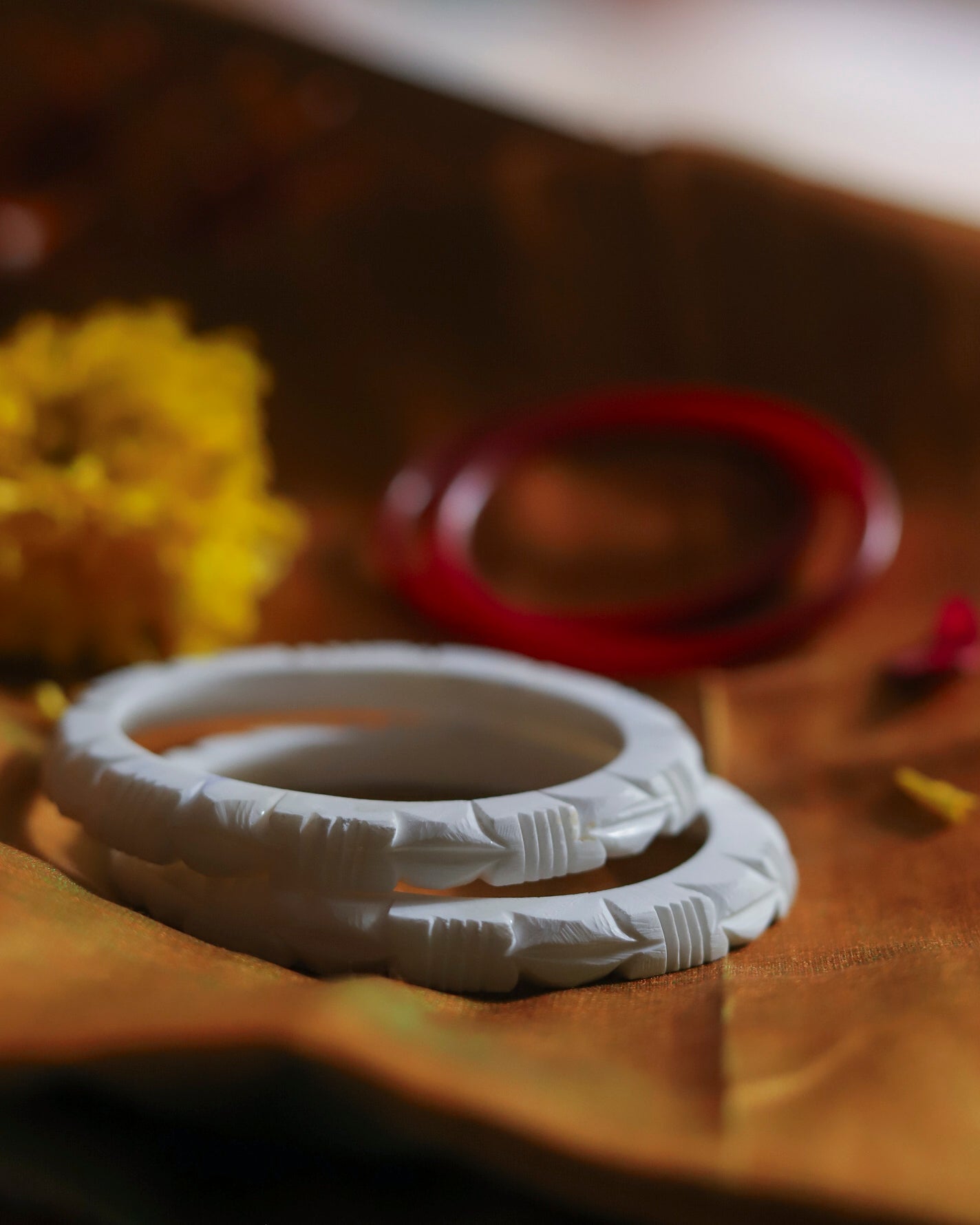 Handcarved Shakha Pola Bangle Pair (2.4 Inch)