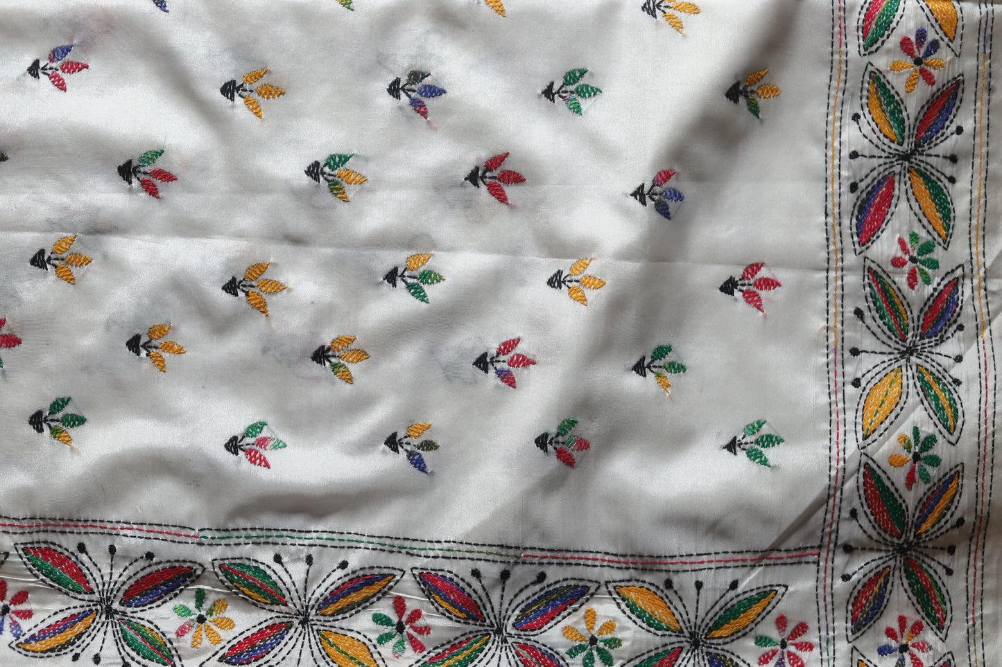 Bengal Hand Embroidery Kantha Stitch Saree