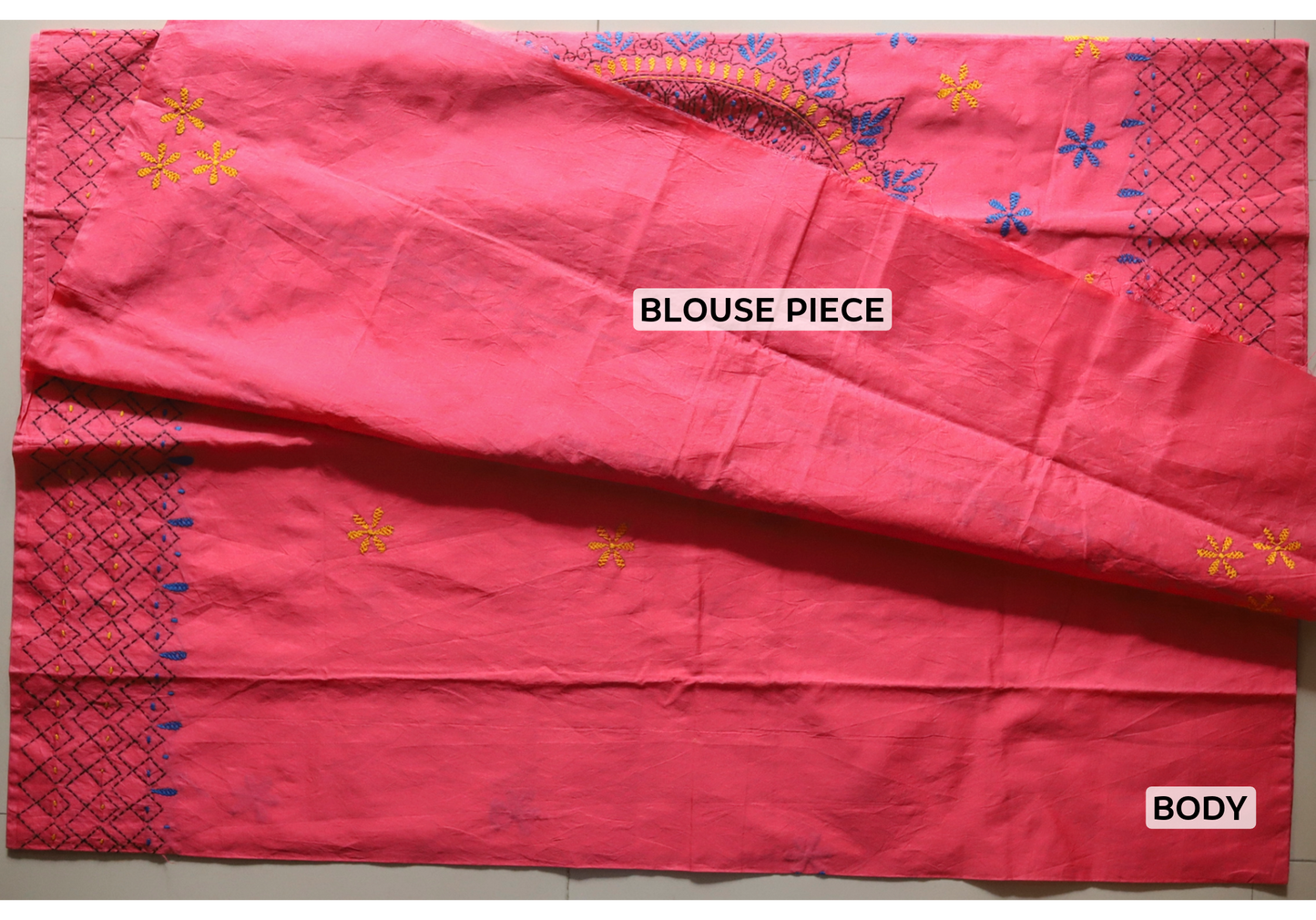 Bengal Hand Embroidery Kantha Stitch Saree