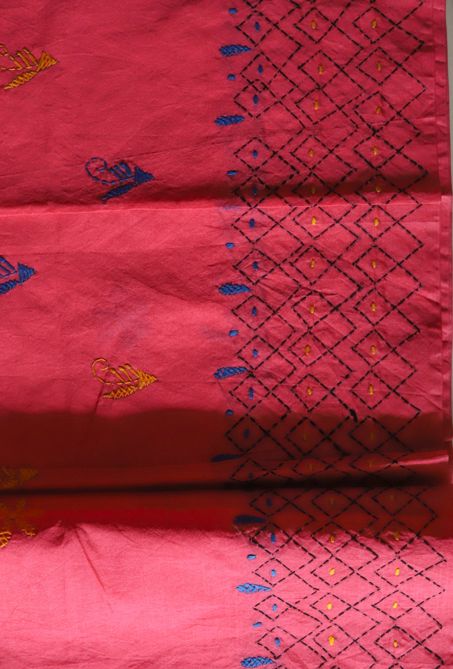 Bengal Hand Embroidery Kantha Stitch Saree