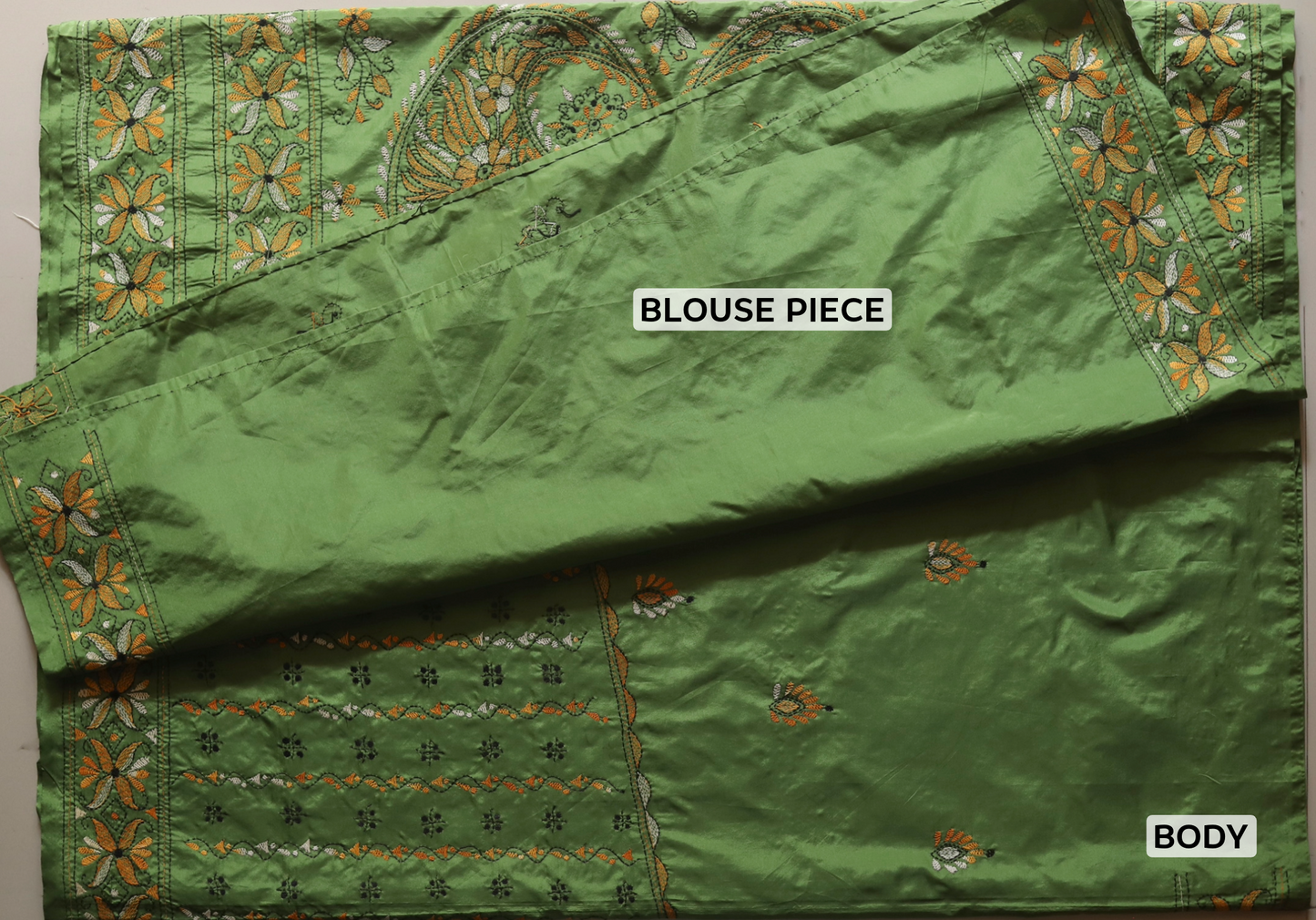 Bengal Hand Embroidery Kantha Stitch Saree