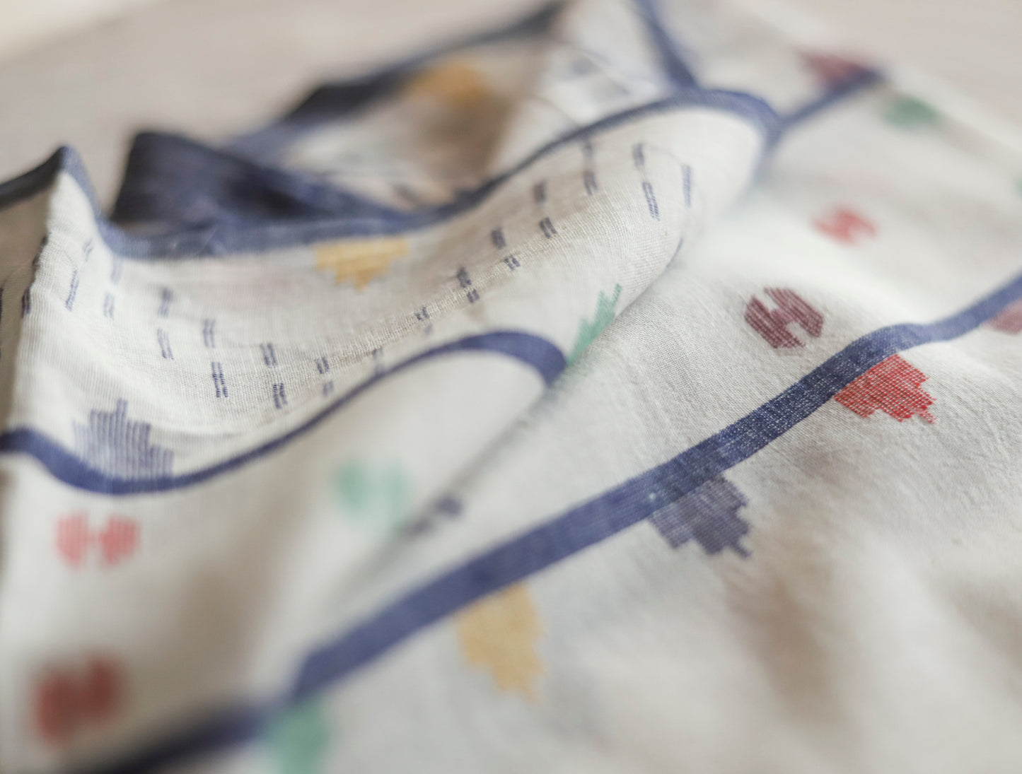 Bengal's Handwoven Cotton Fabric/ Yardage in Jamdani design